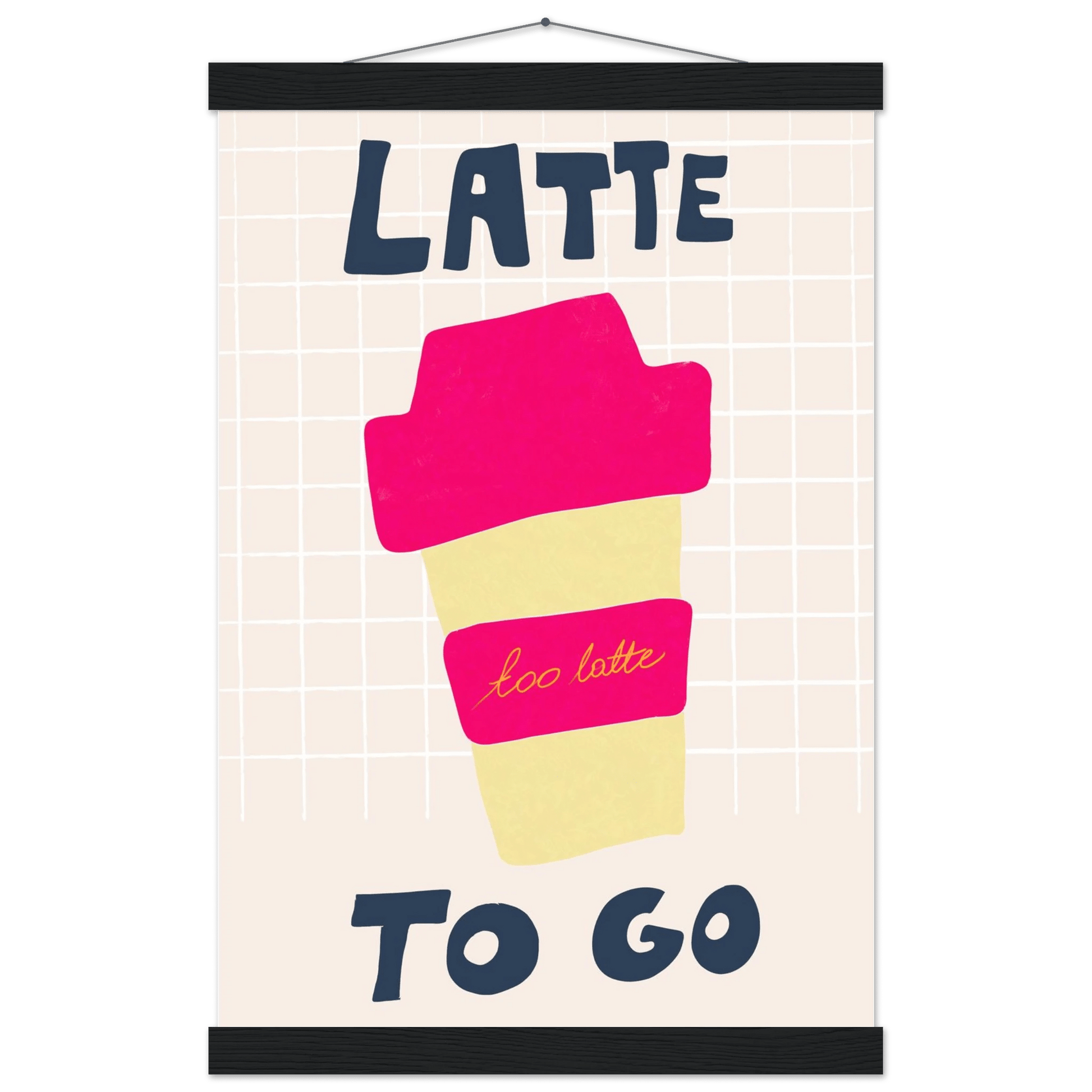 Latte To Go Poster – Playful Coffee Kitchen Wall Art Print (Digital & Printed Options) - Evergreen Posters