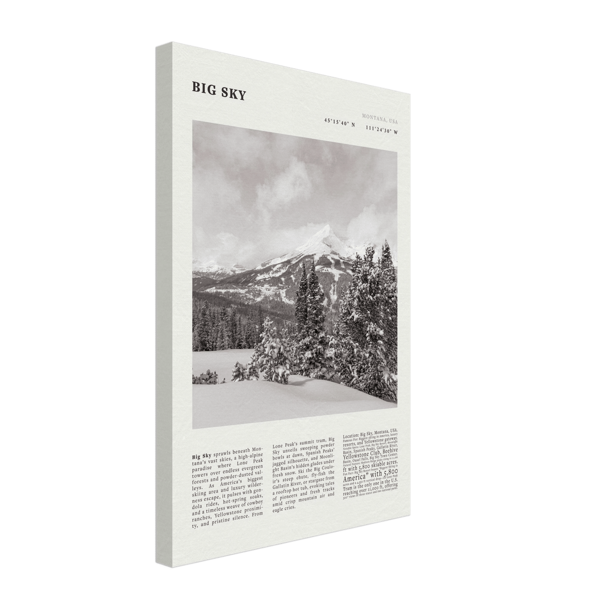 Big Sky Montana Poster Black and White – Vintage Lone Peak Ski Resort Print (Digital & Printed Options) - Evergreen Posters