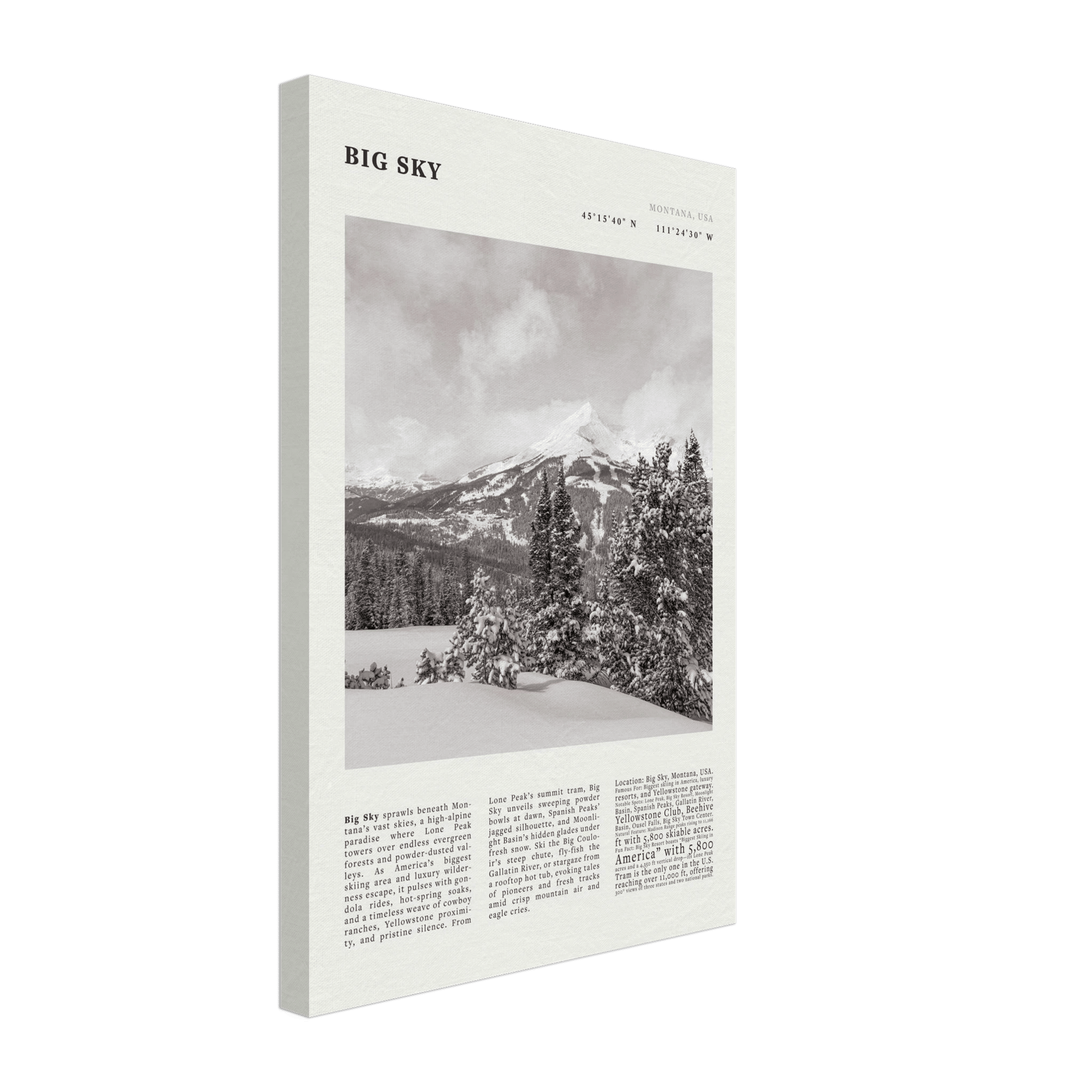 Big Sky Montana Poster Black and White – Vintage Lone Peak Ski Resort Print (Digital & Printed Options) - Evergreen Posters