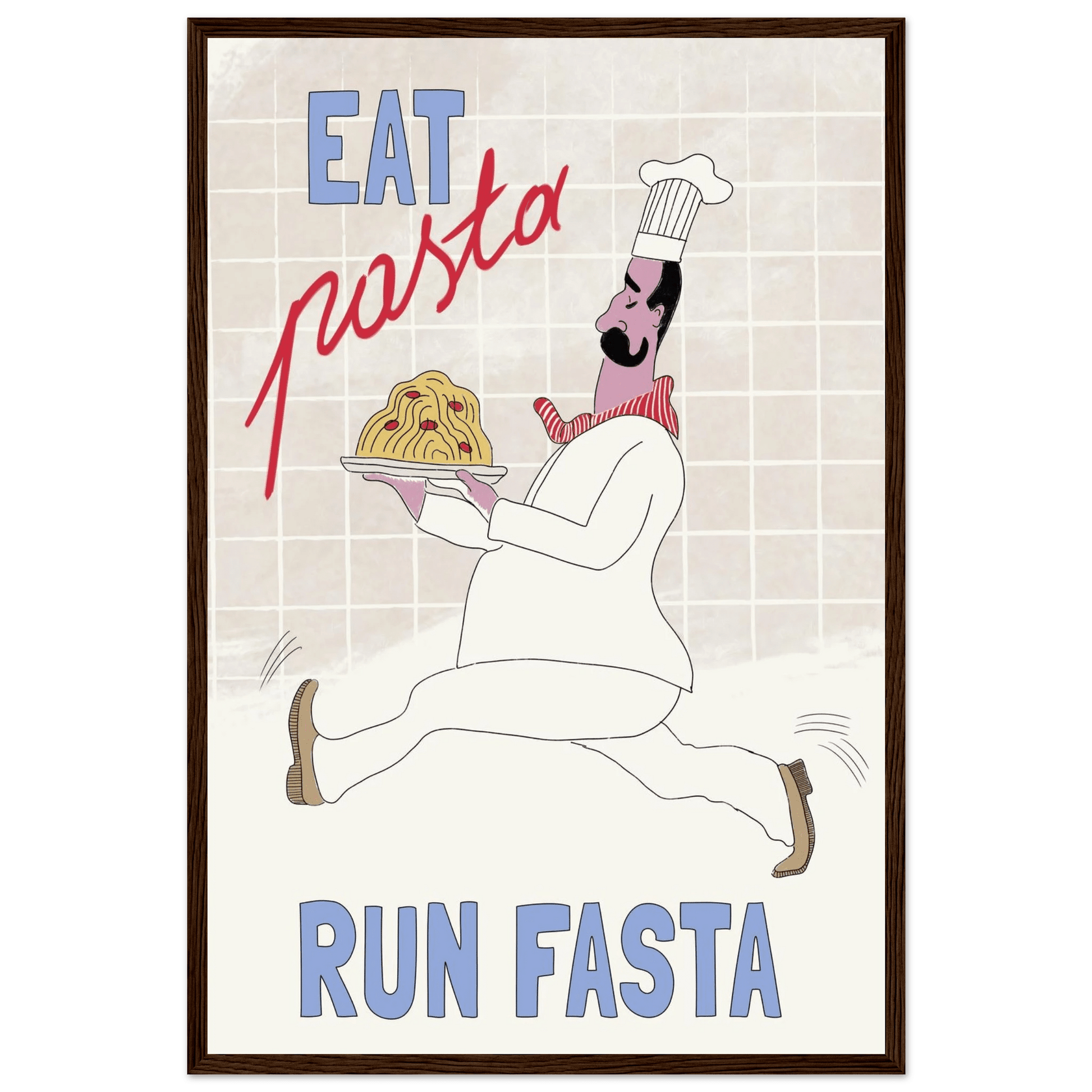 Eat Pasta Run Fasta Poster – Fun Kitchen Wall Art Print (Digital & Printed Options) - Evergreen Posters