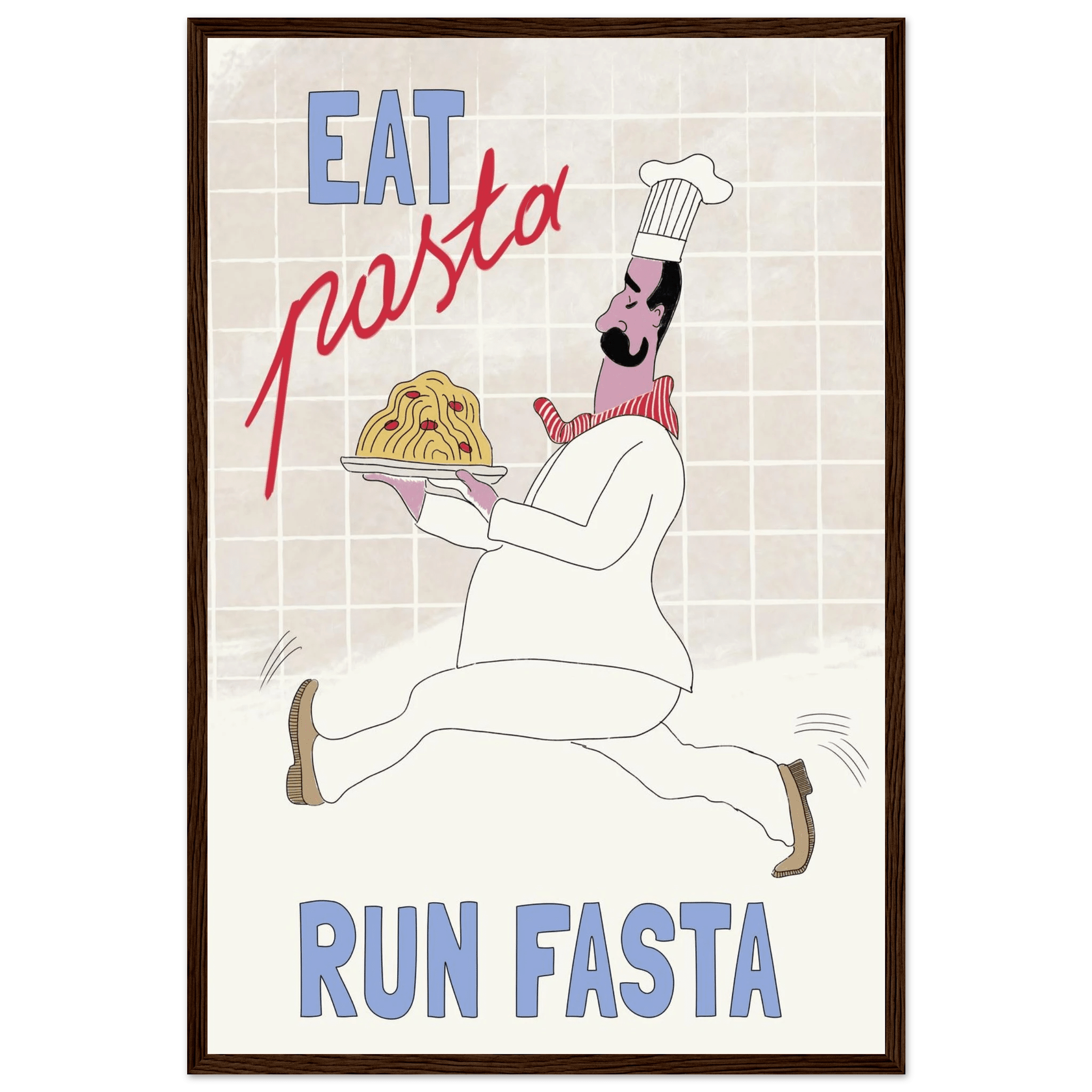 Eat Pasta Run Fasta Poster – Fun Kitchen Wall Art Print (Digital & Printed Options) - Evergreen Posters