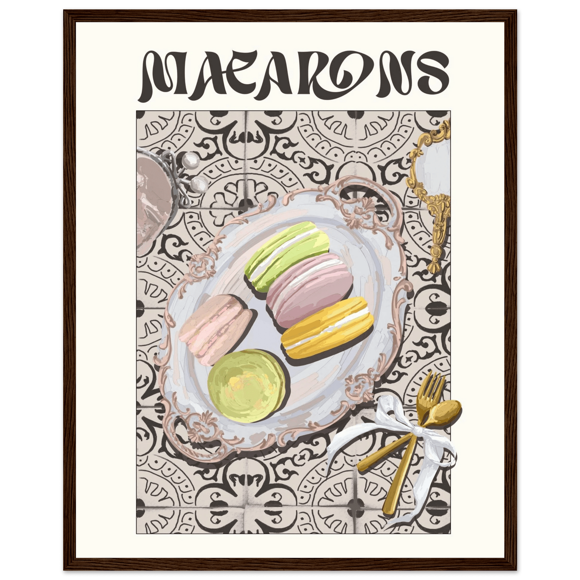 Macarons Poster – Playful French Patisserie Kitchen Wall Art Print (Digital & Printed Options) - Evergreen Posters