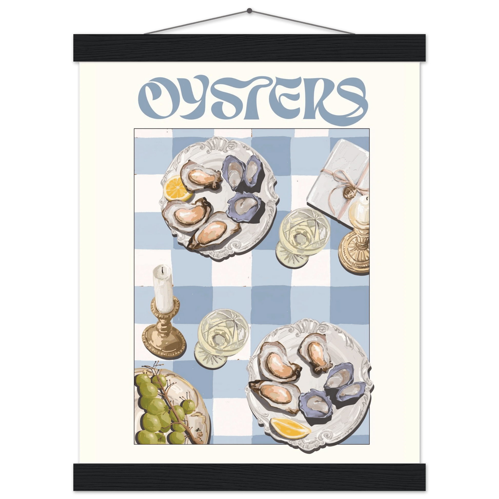 Oysters Poster – Playful Seafood Kitchen Wall Art Print (Digital & Printed Options) - Evergreen Posters