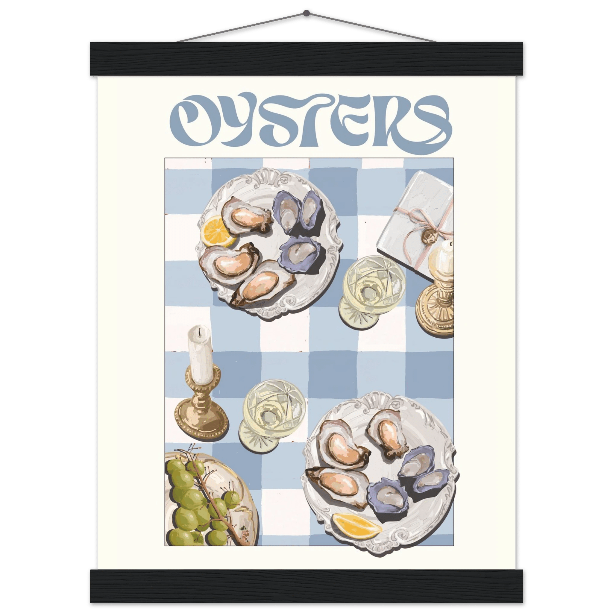Oysters Poster – Playful Seafood Kitchen Wall Art Print (Digital & Printed Options) - Evergreen Posters