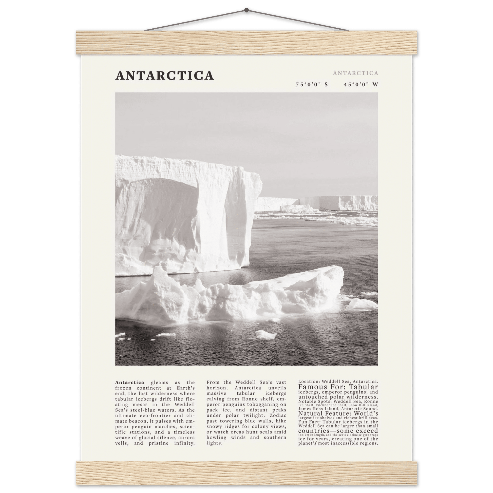 Antarctica Poster Black and White – Vintage Weddell Sea Iceberg Print (Digital & Printed Options) - Evergreen Posters