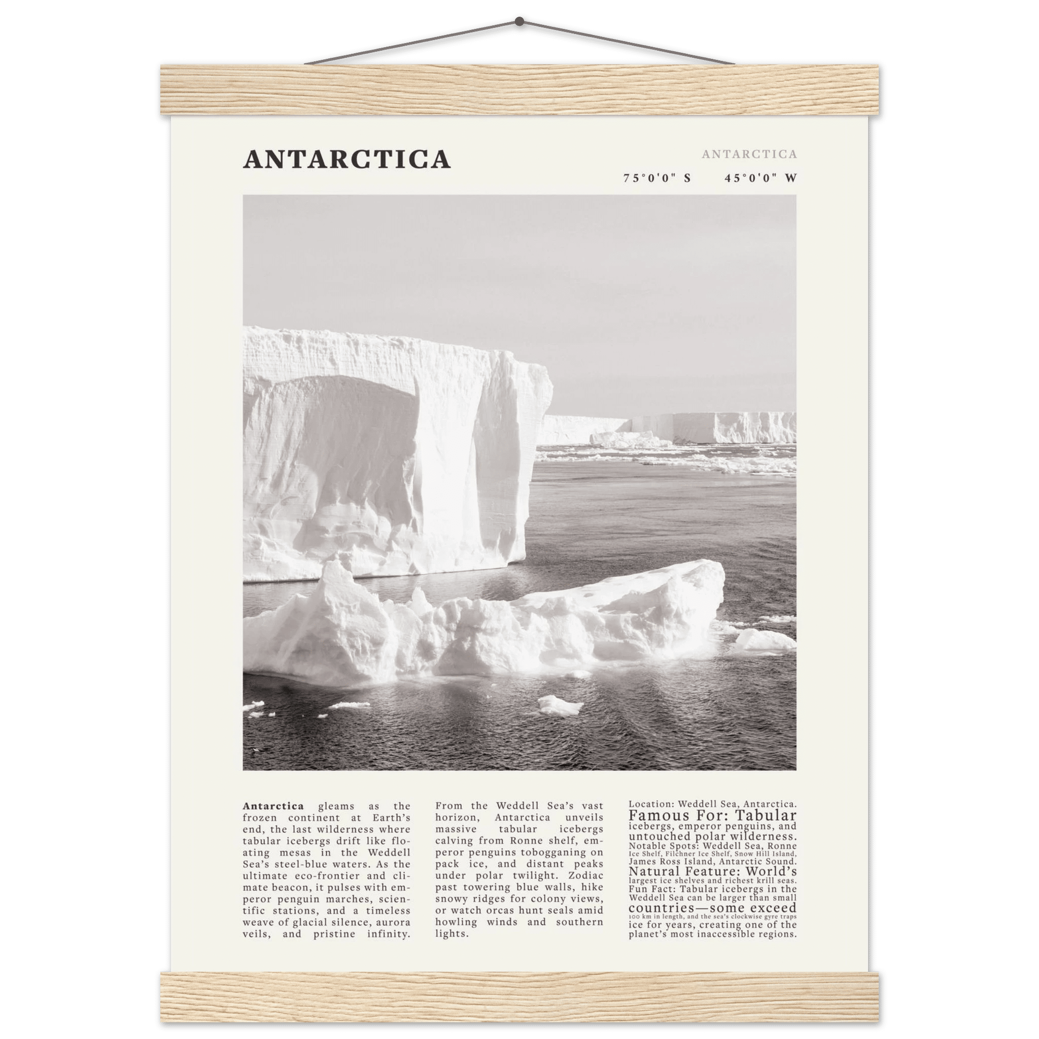 Antarctica Poster Black and White – Vintage Weddell Sea Iceberg Print (Digital & Printed Options) - Evergreen Posters