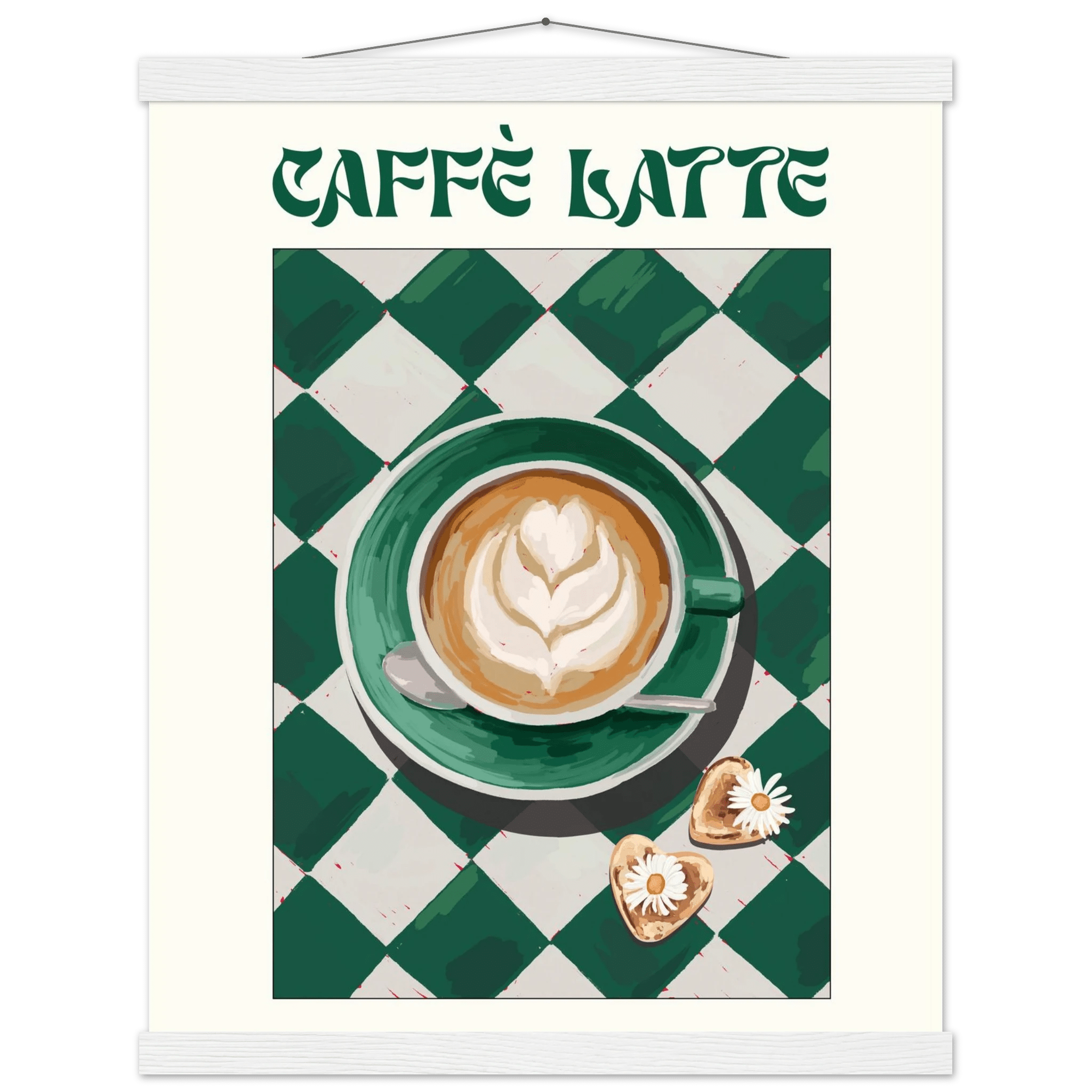 Caffè Latte Poster – Playful Coffee Kitchen Wall Art Print (Digital & Printed Options) - Evergreen Posters
