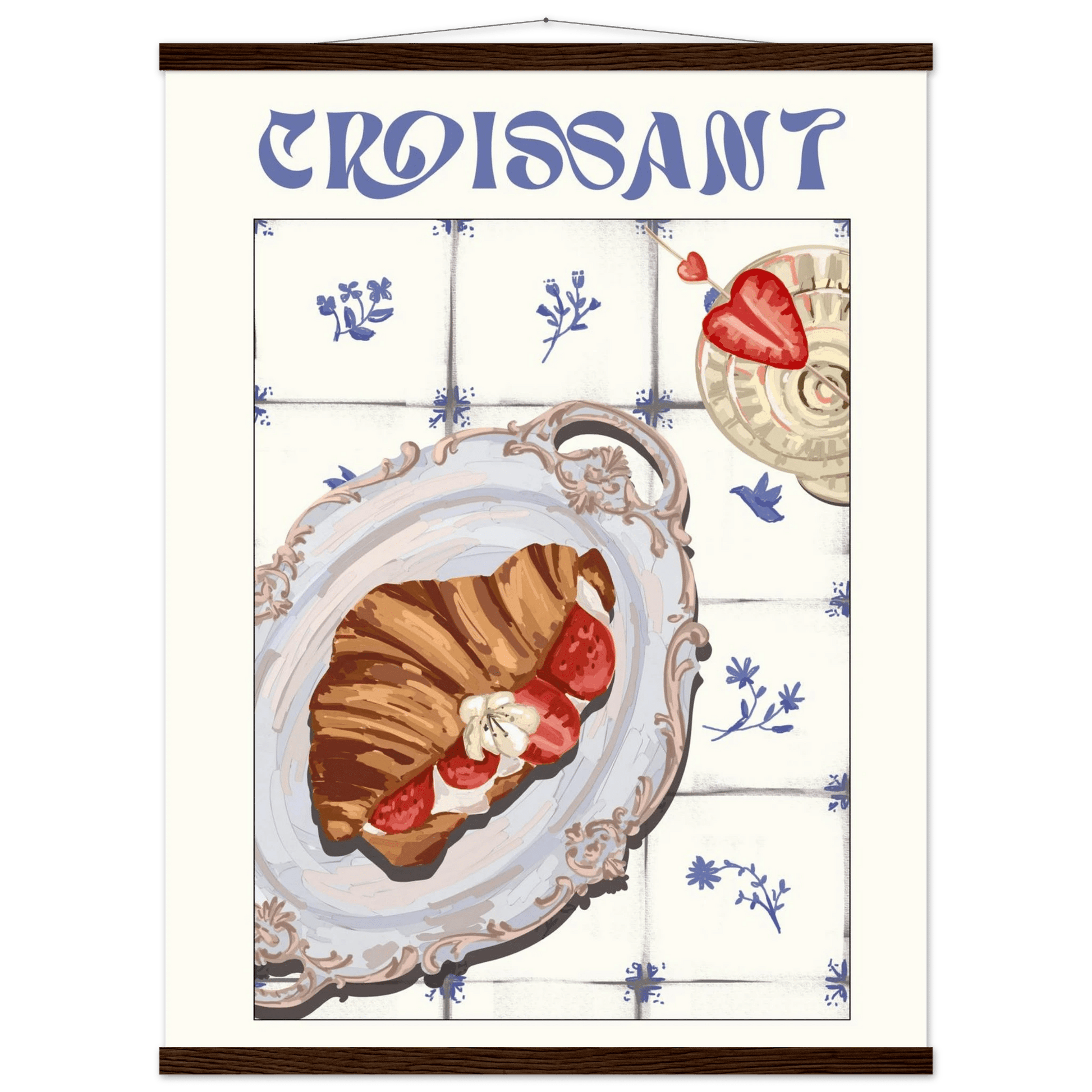 Croissant Poster – Charming French Breakfast Kitchen Wall Art Print (Digital & Printed Options) - Evergreen Posters