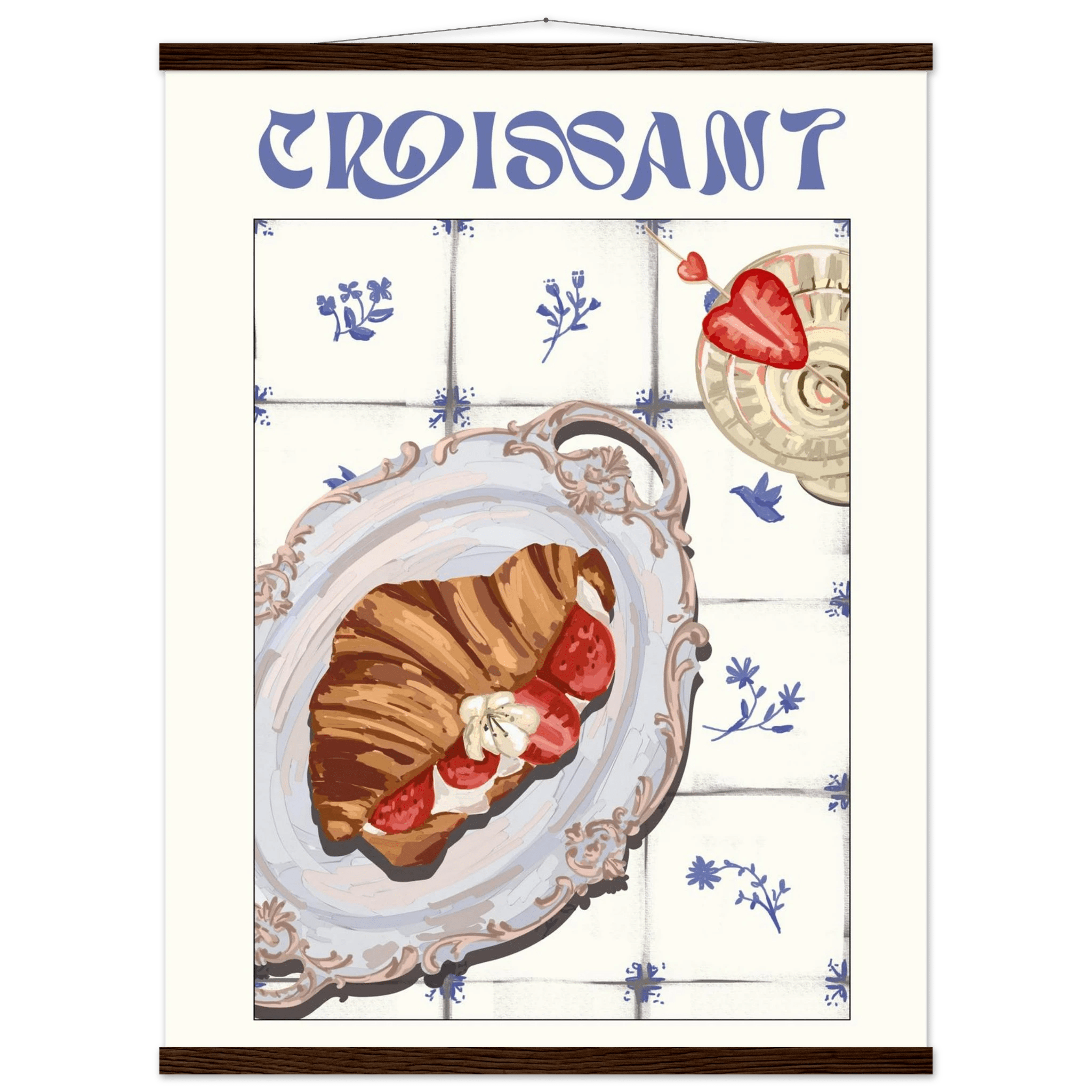 Croissant Poster – Charming French Breakfast Kitchen Wall Art Print (Digital & Printed Options) - Evergreen Posters