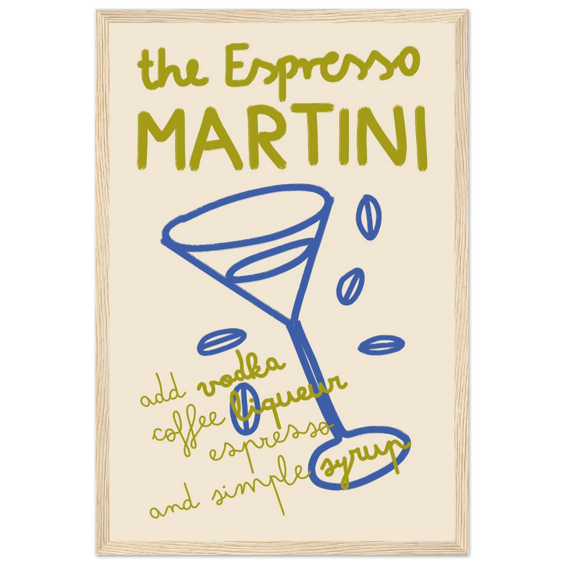 Espresso Martini Print | Cocktail Recipe Wall Art | Kitchen Bar Poster - Evergreen Posters