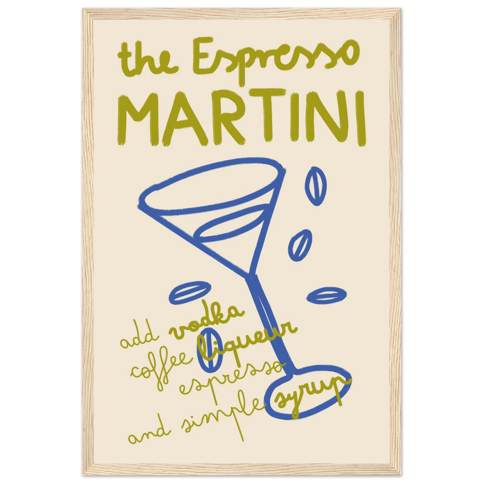 Espresso Martini Print | Cocktail Recipe Wall Art | Kitchen Bar Poster - Evergreen Posters