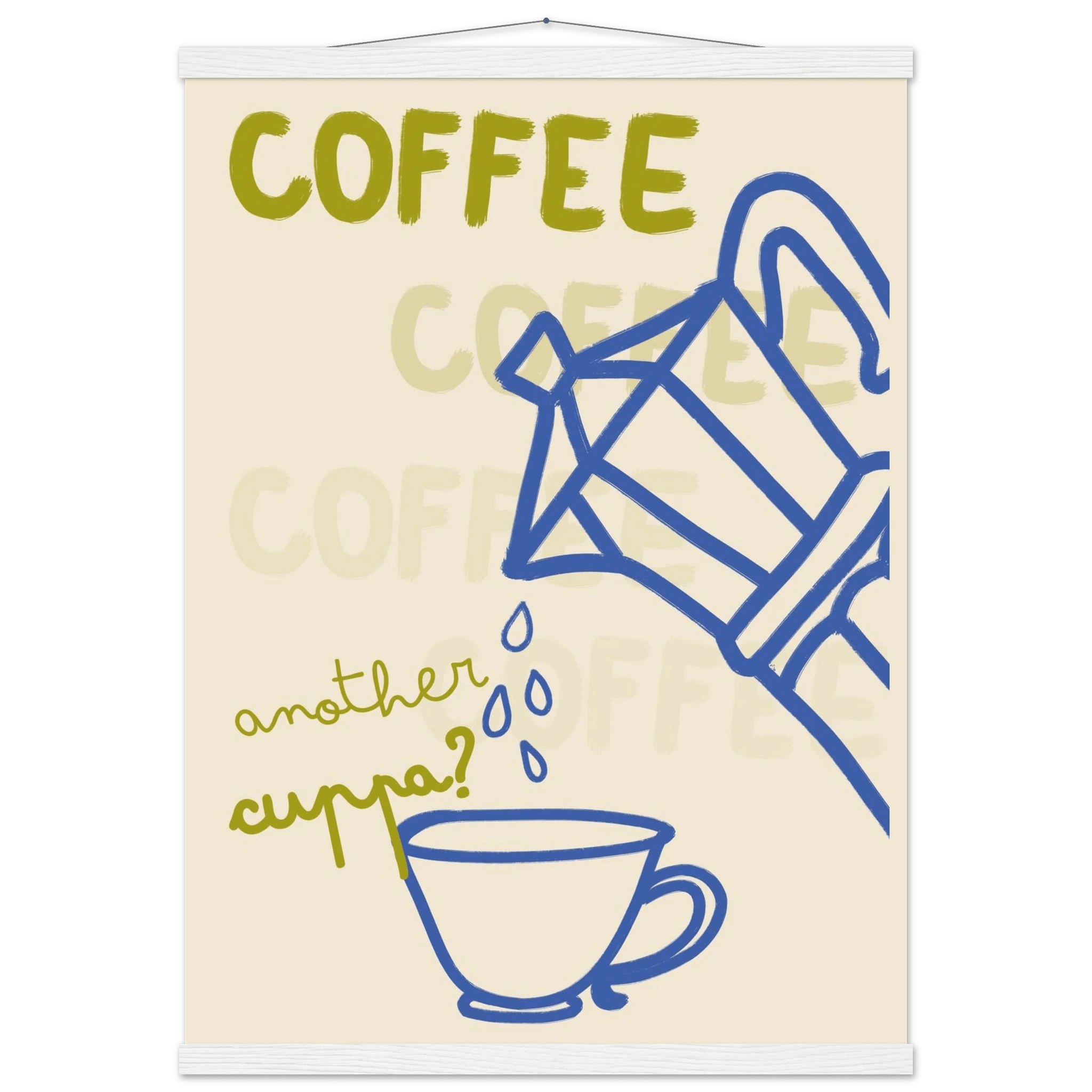 Coffee Print | Another Cuppa Moka Pot Wall Art | Kitchen Coffee Poster - Evergreen Posters