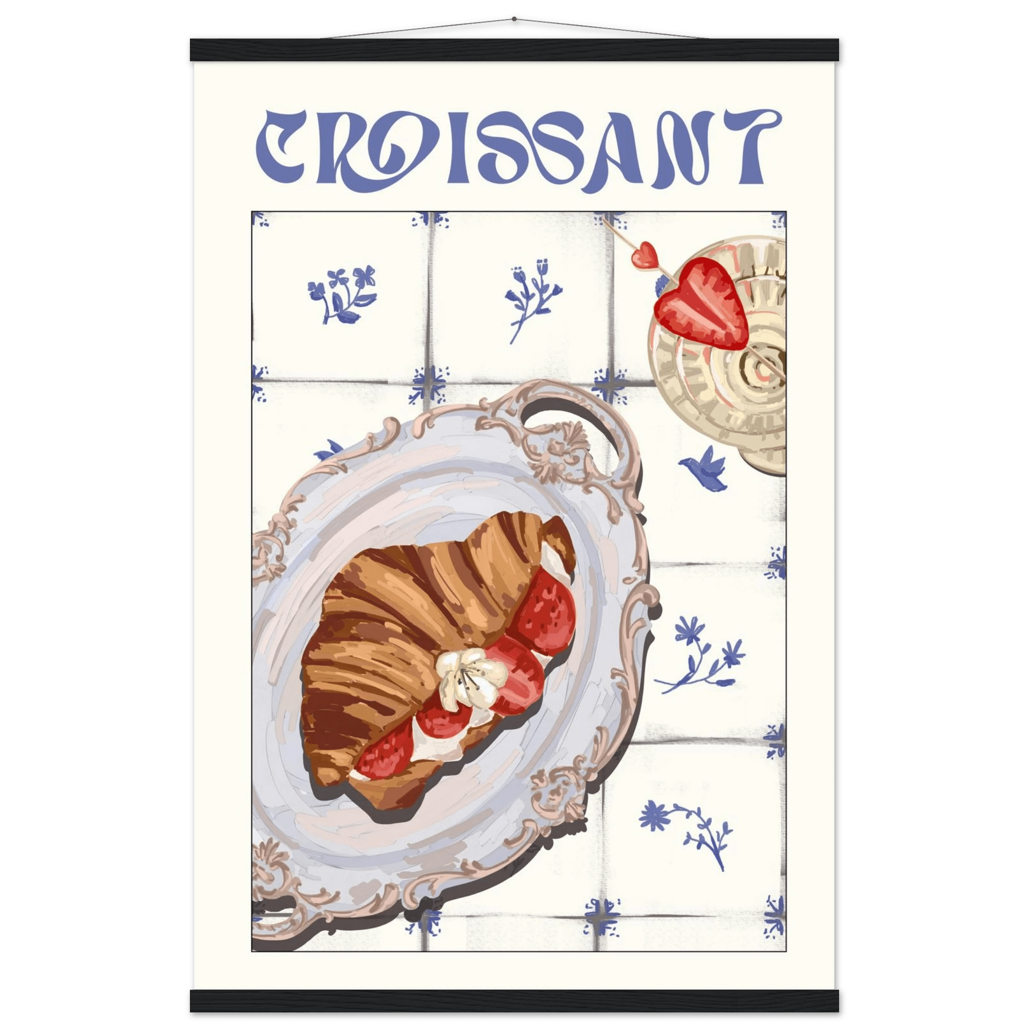 Croissant Poster – Charming French Breakfast Kitchen Wall Art Print (Digital & Printed Options) - Evergreen Posters