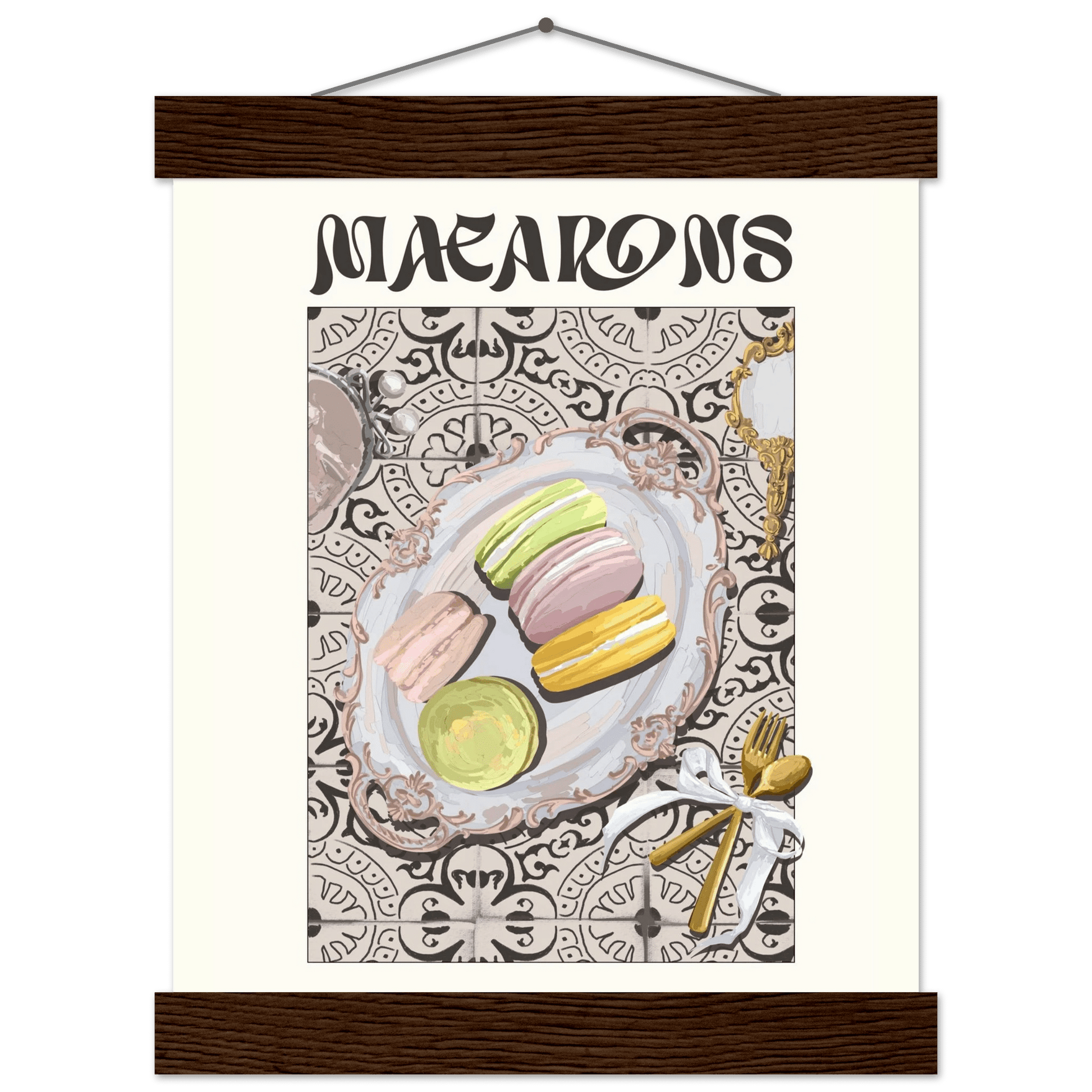 Macarons Poster – Playful French Patisserie Kitchen Wall Art Print (Digital & Printed Options) - Evergreen Posters