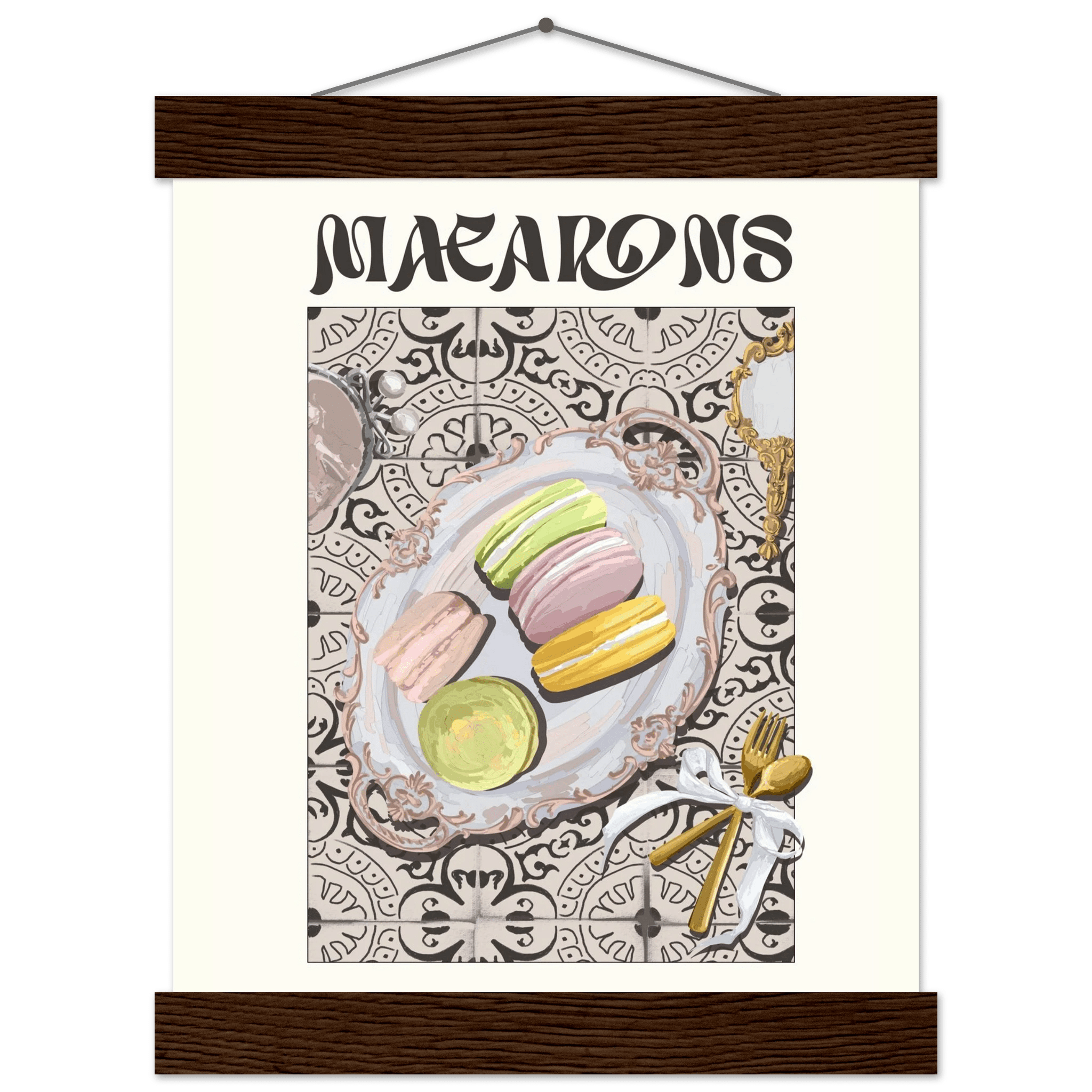 Macarons Poster – Playful French Patisserie Kitchen Wall Art Print (Digital & Printed Options) - Evergreen Posters