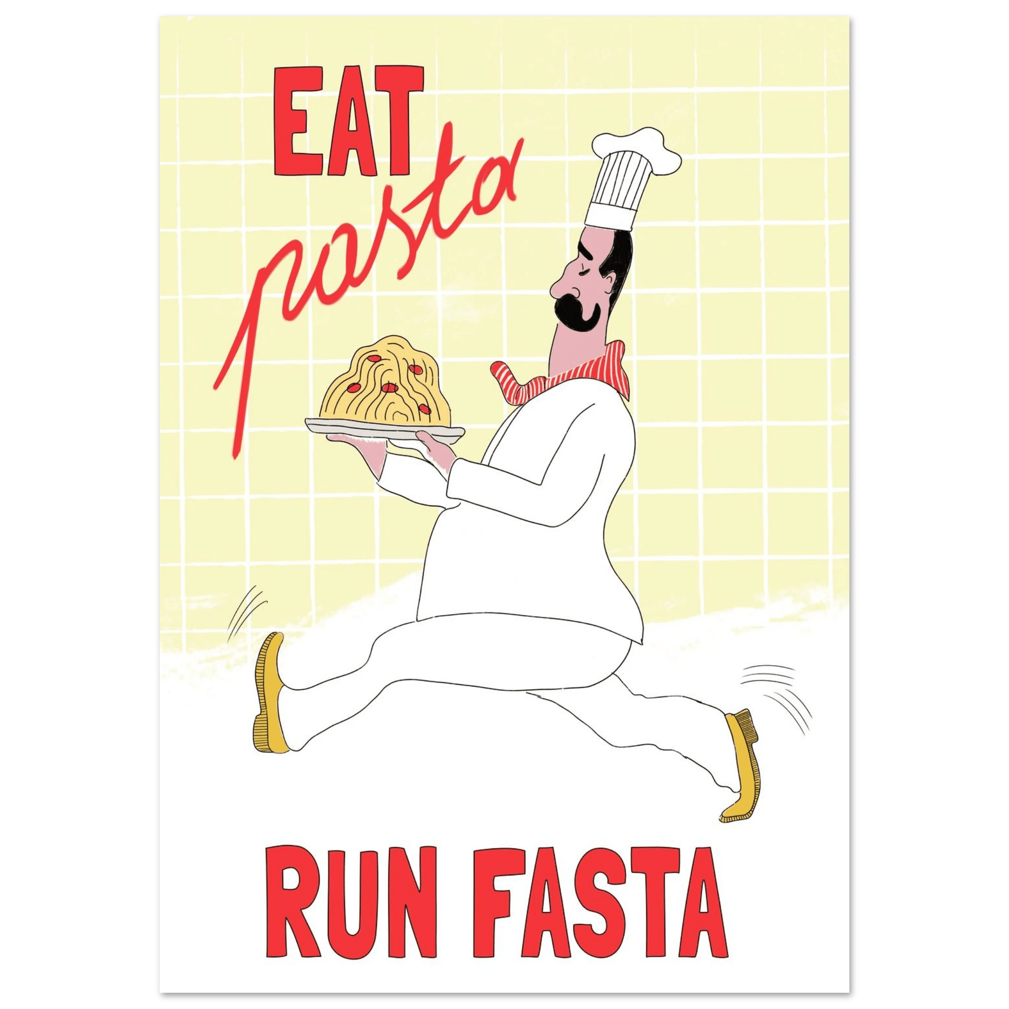 Eat Pasta Run Fasta Poster – Playful Kitchen Wall Art Print (Digital & Printed Options) - Evergreen Posters