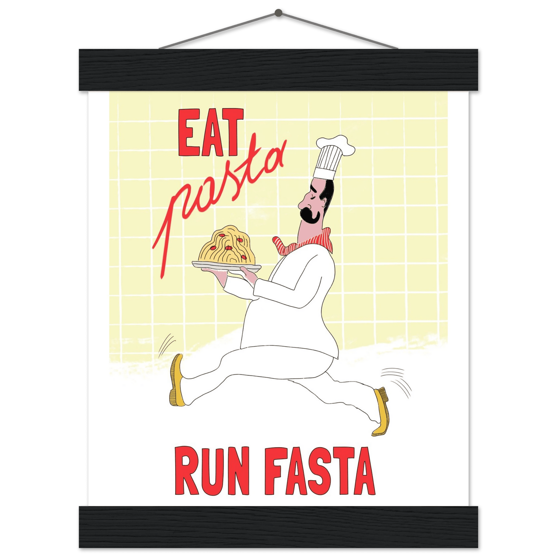 Eat Pasta Run Fasta Poster – Playful Kitchen Wall Art Print (Digital & Printed Options) - Evergreen Posters