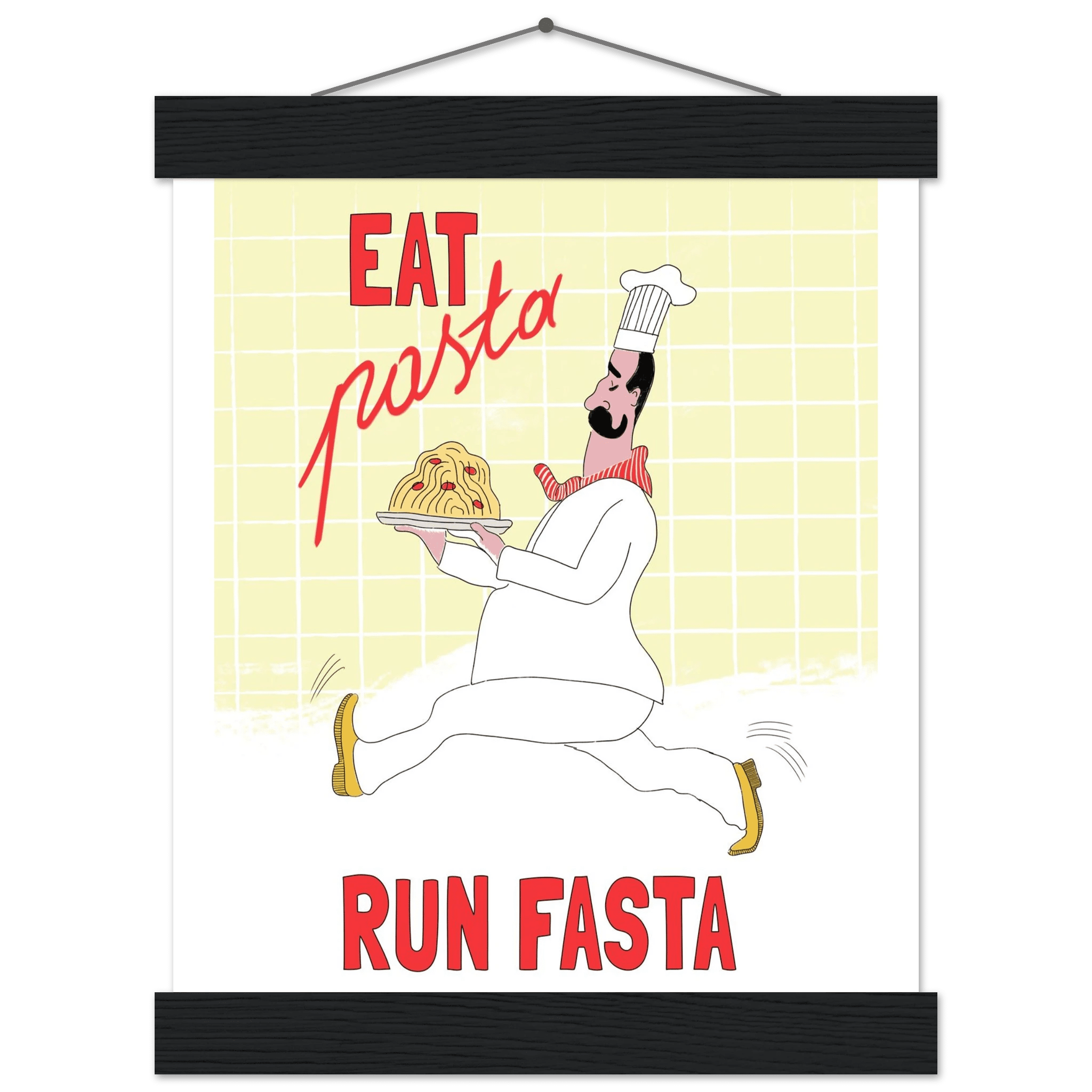 Eat Pasta Run Fasta Poster – Playful Kitchen Wall Art Print (Digital & Printed Options) - Evergreen Posters