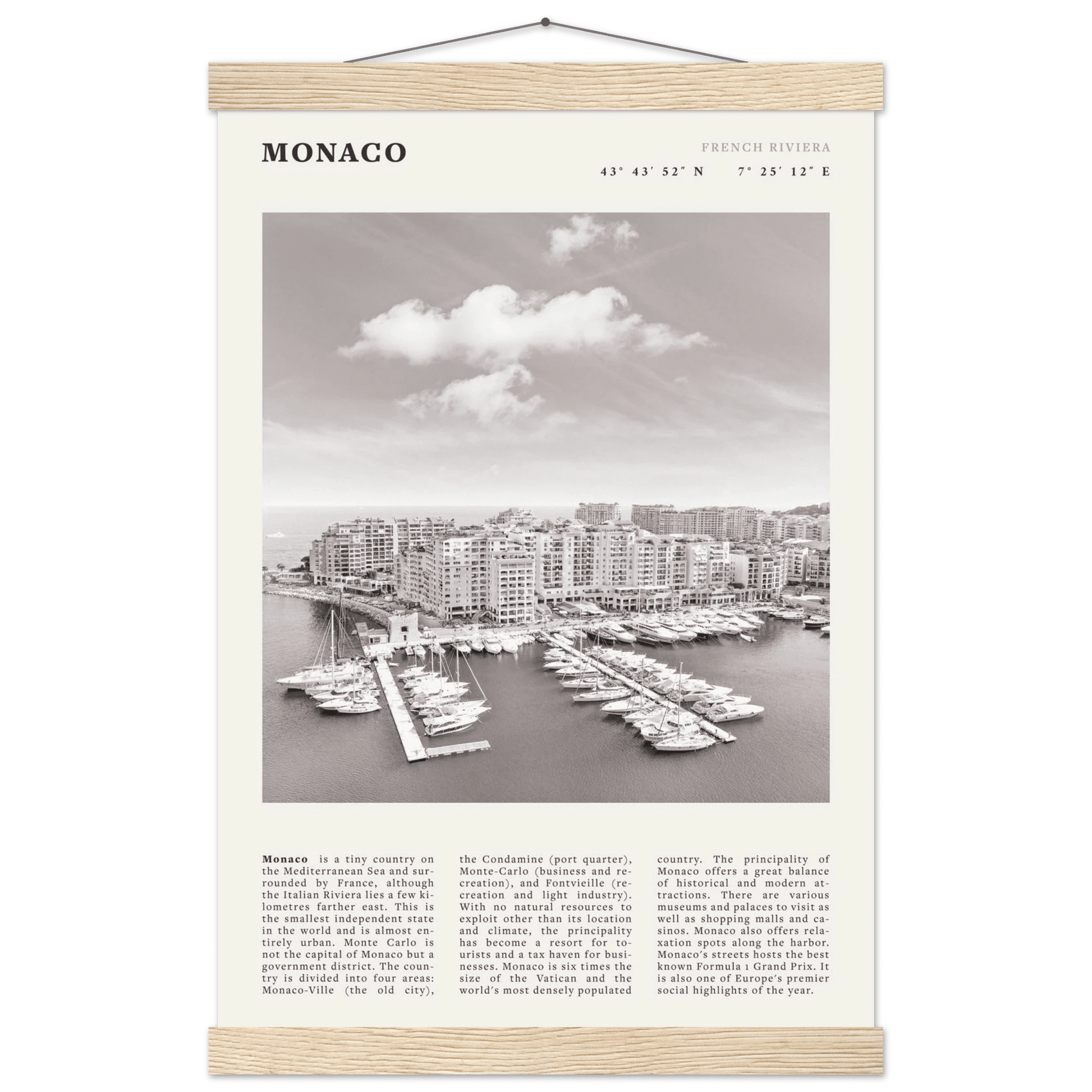 Monaco Poster Black and White – Vintage Monte Carlo Harbor Print (Digital & Printed Options) - Evergreen Posters