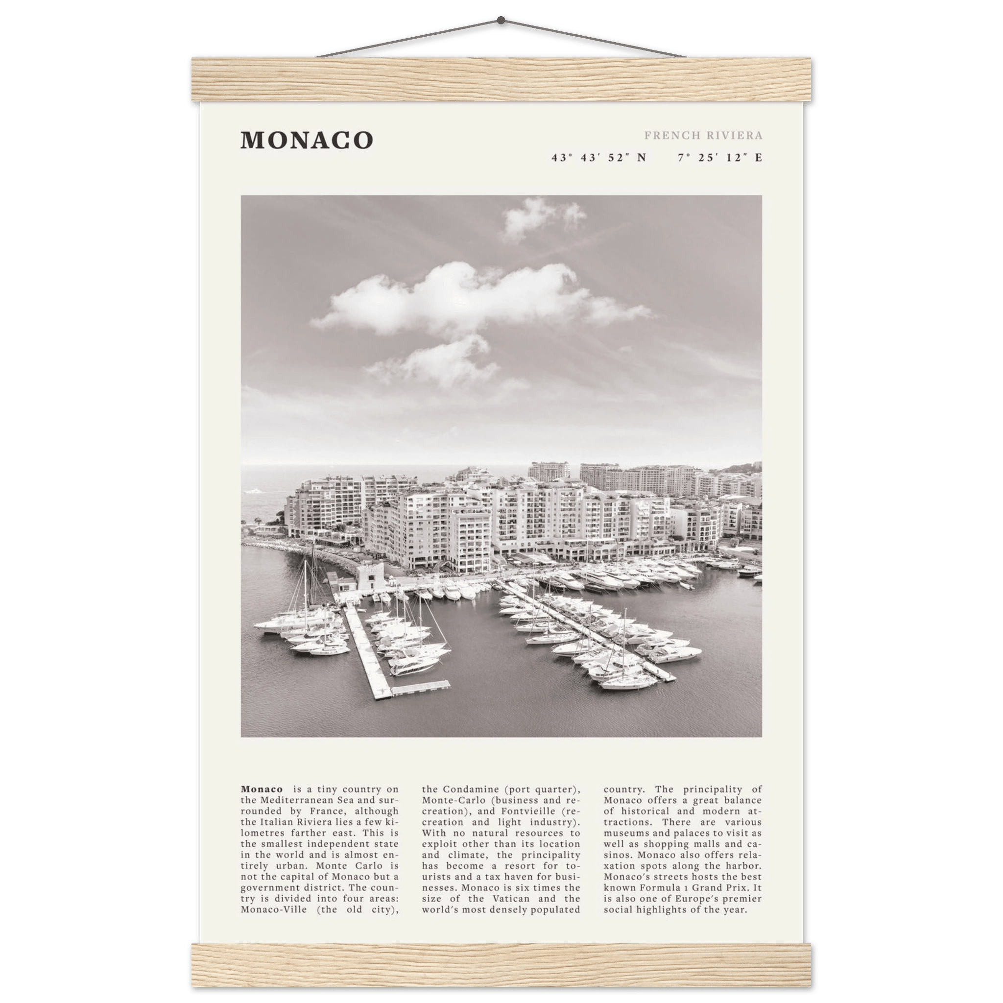 Monaco Poster Black and White – Vintage Monte Carlo Harbor Print (Digital & Printed Options) - Evergreen Posters