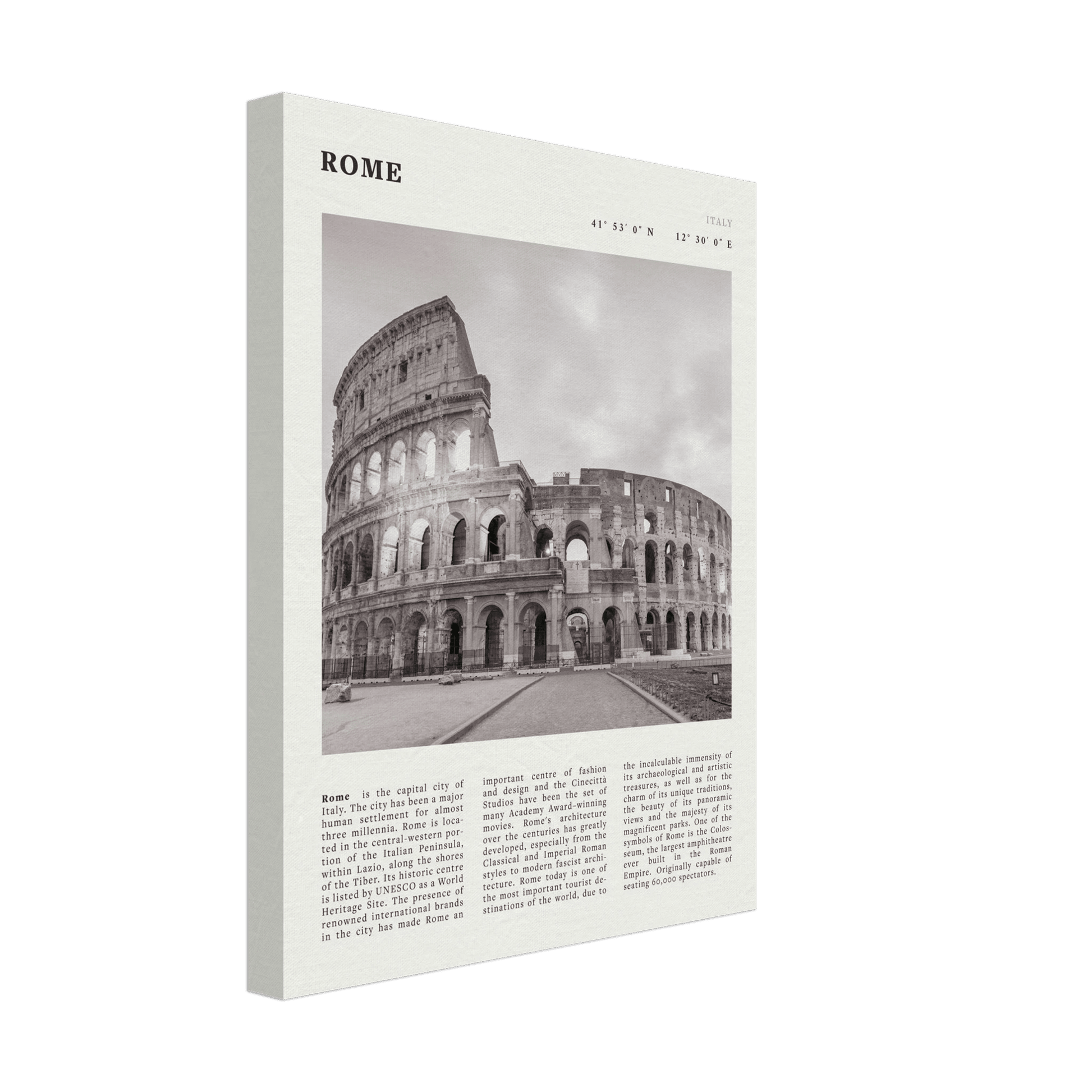 Rome Poster | Black & White Colosseum Wall Art | Italy Travel Print | Roman Decor - Evergreen Posters