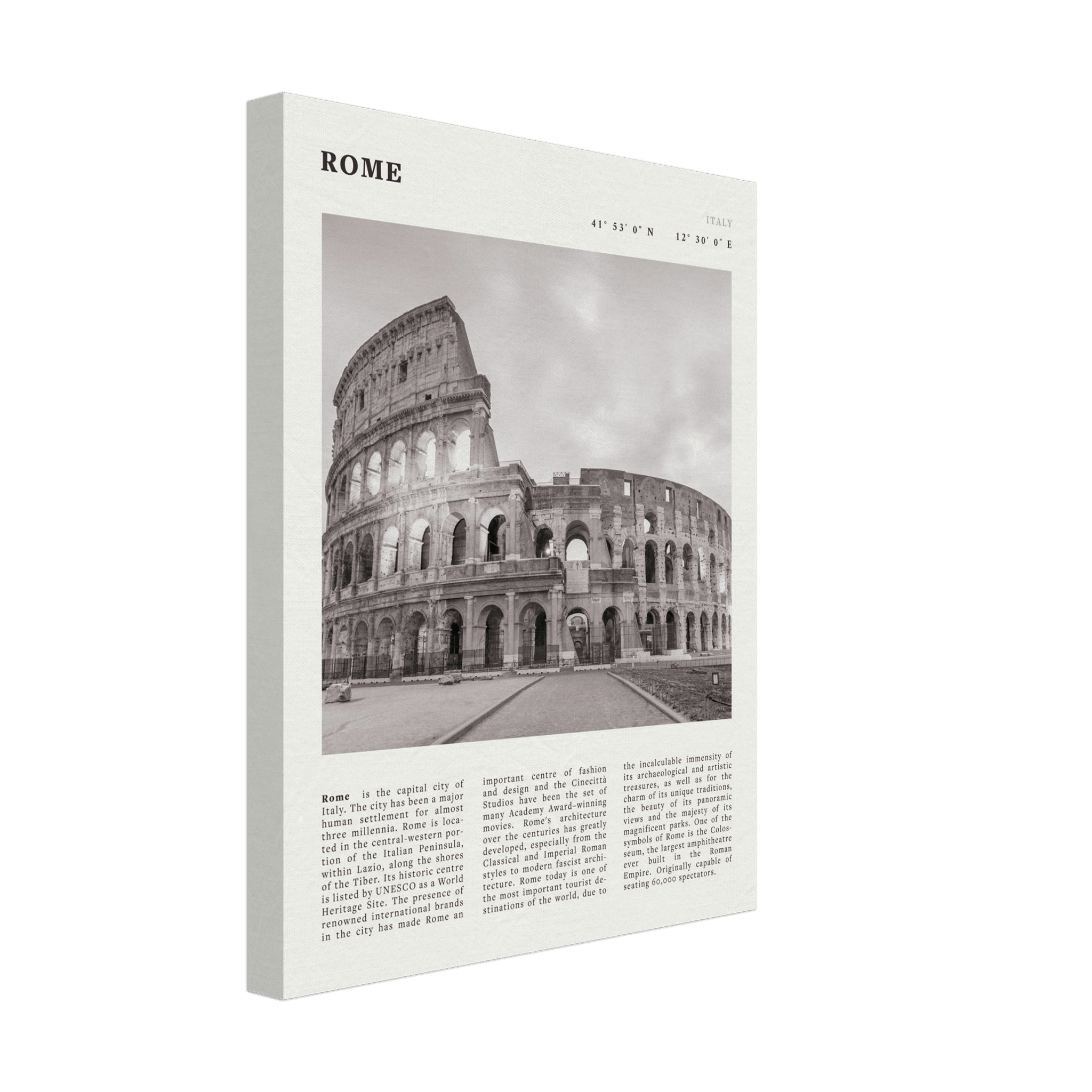 Rome Poster | Black & White Colosseum Wall Art | Italy Travel Print | Roman Decor - Evergreen Posters