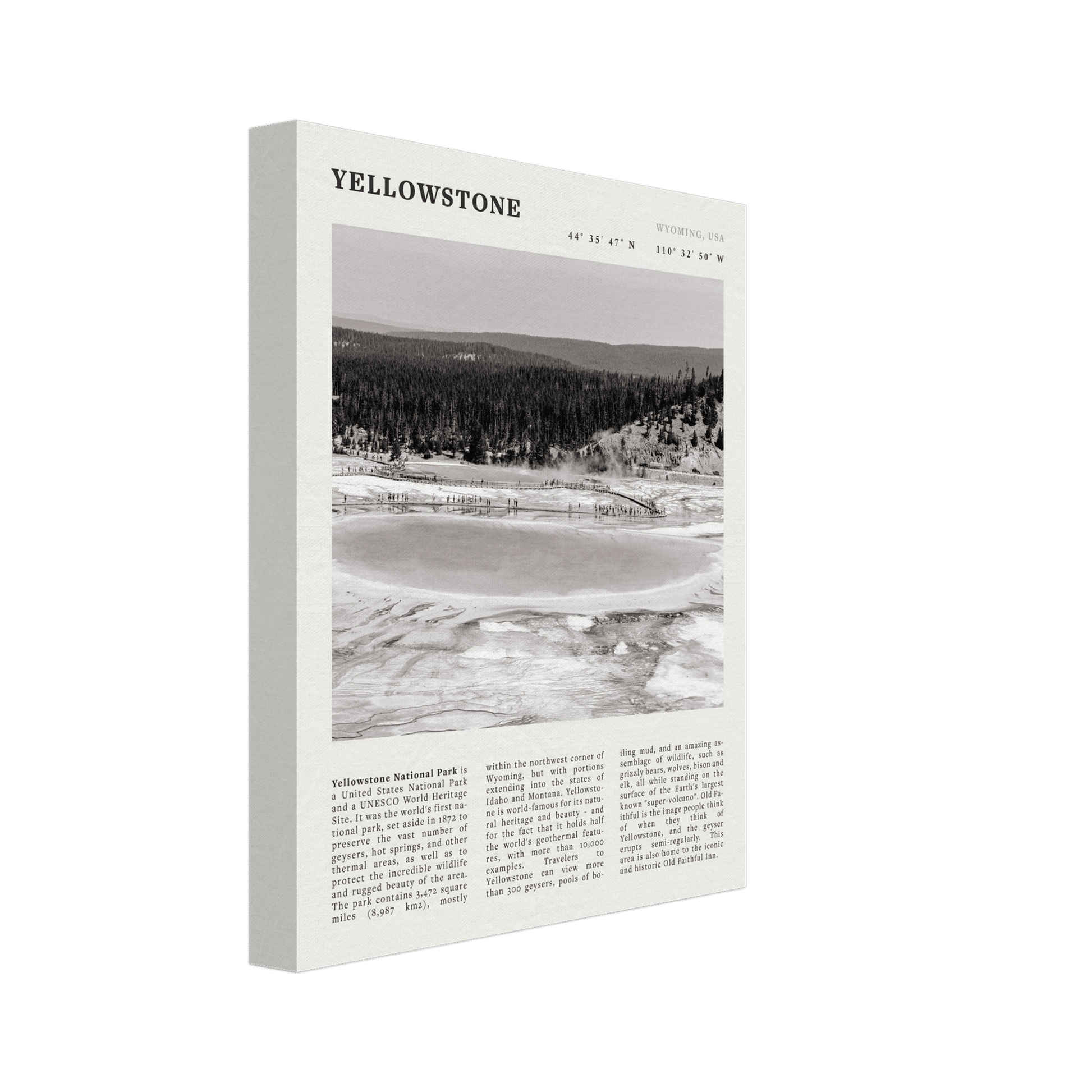 Yellowstone Poster | Black & White Grand Prismatic Spring Wall Art | WY Print - Evergreen Posters