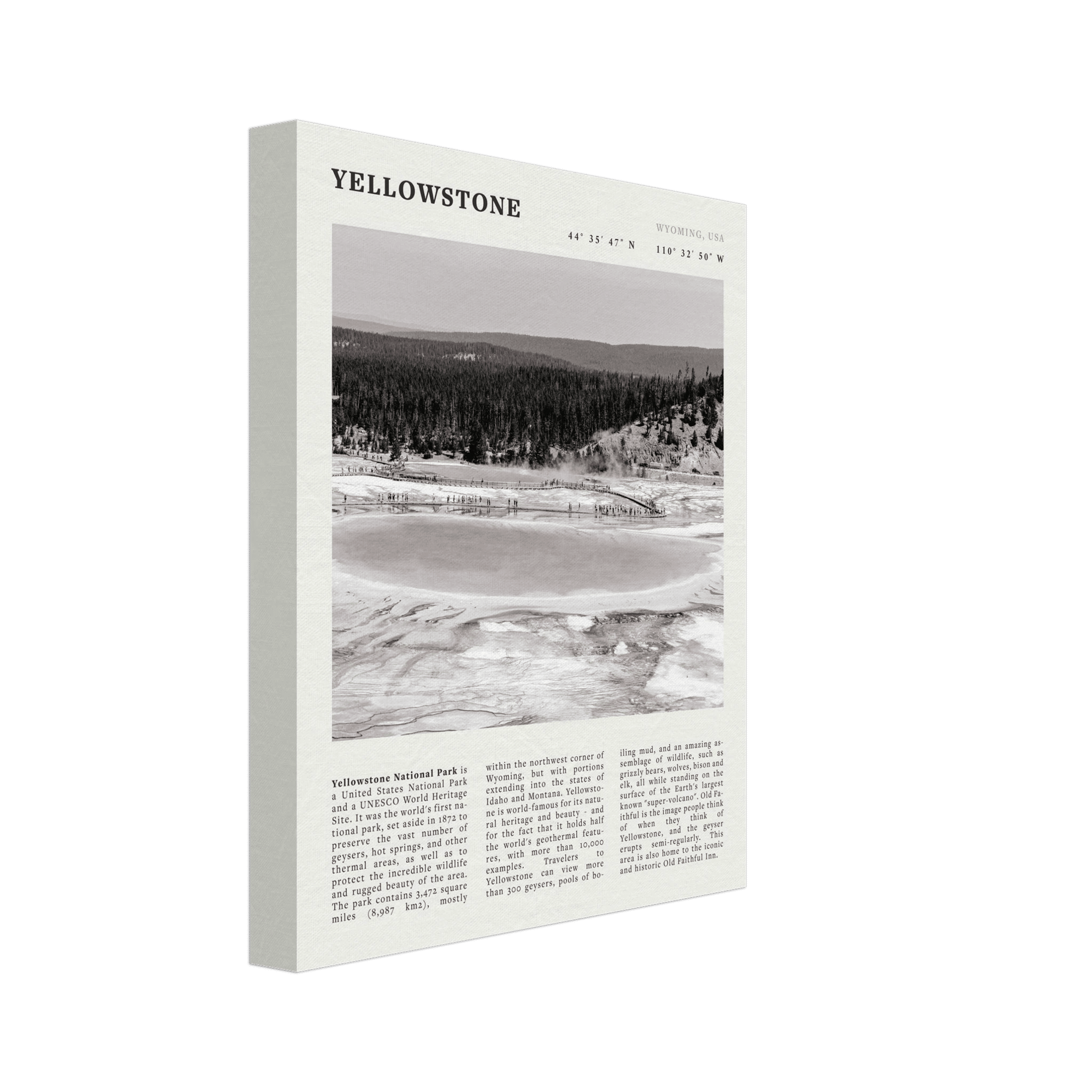 Yellowstone Poster | Black & White Grand Prismatic Spring Wall Art | WY Print - Evergreen Posters