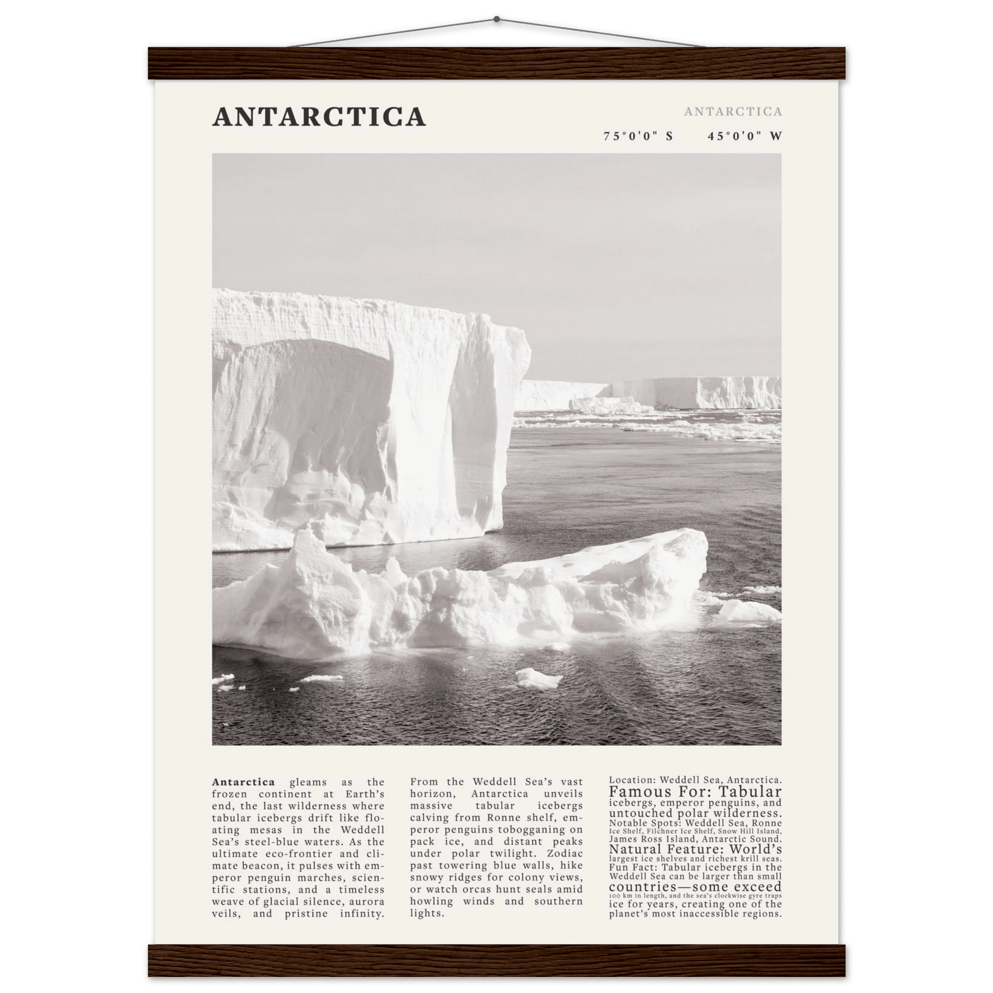 Antarctica Poster Black and White – Vintage Weddell Sea Iceberg Print (Digital & Printed Options) - Evergreen Posters