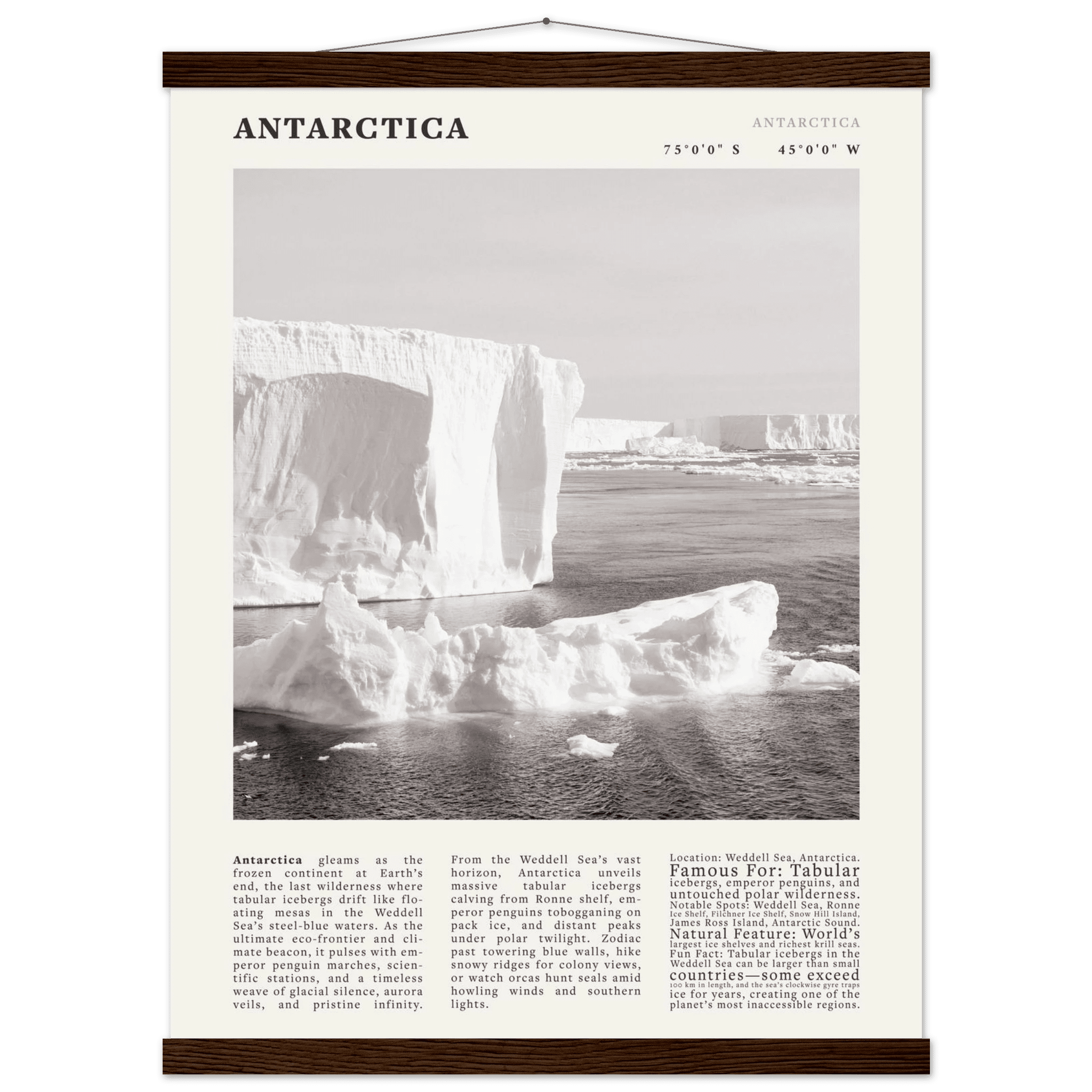 Antarctica Poster Black and White – Vintage Weddell Sea Iceberg Print (Digital & Printed Options) - Evergreen Posters