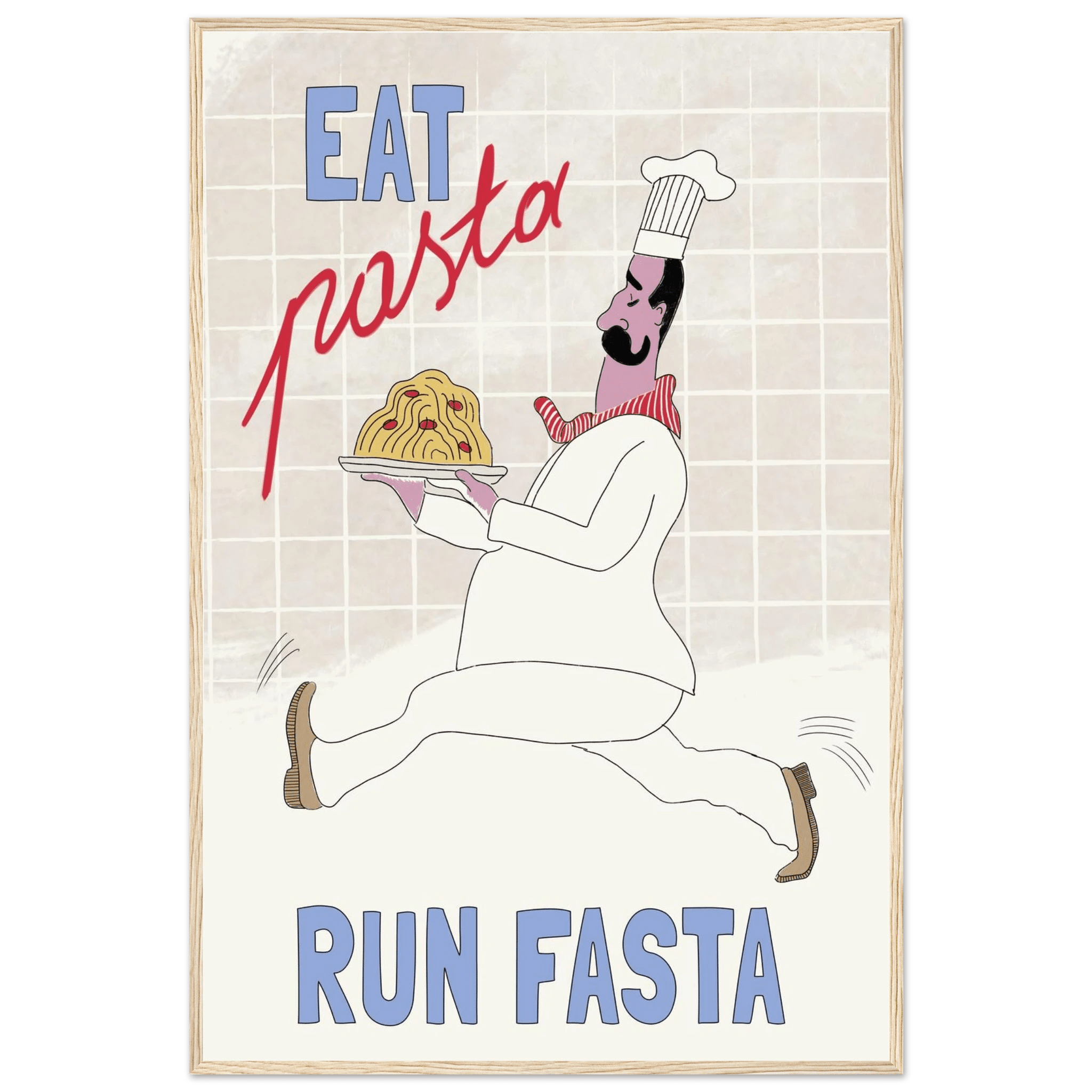 Eat Pasta Run Fasta Poster – Fun Kitchen Wall Art Print (Digital & Printed Options) - Evergreen Posters