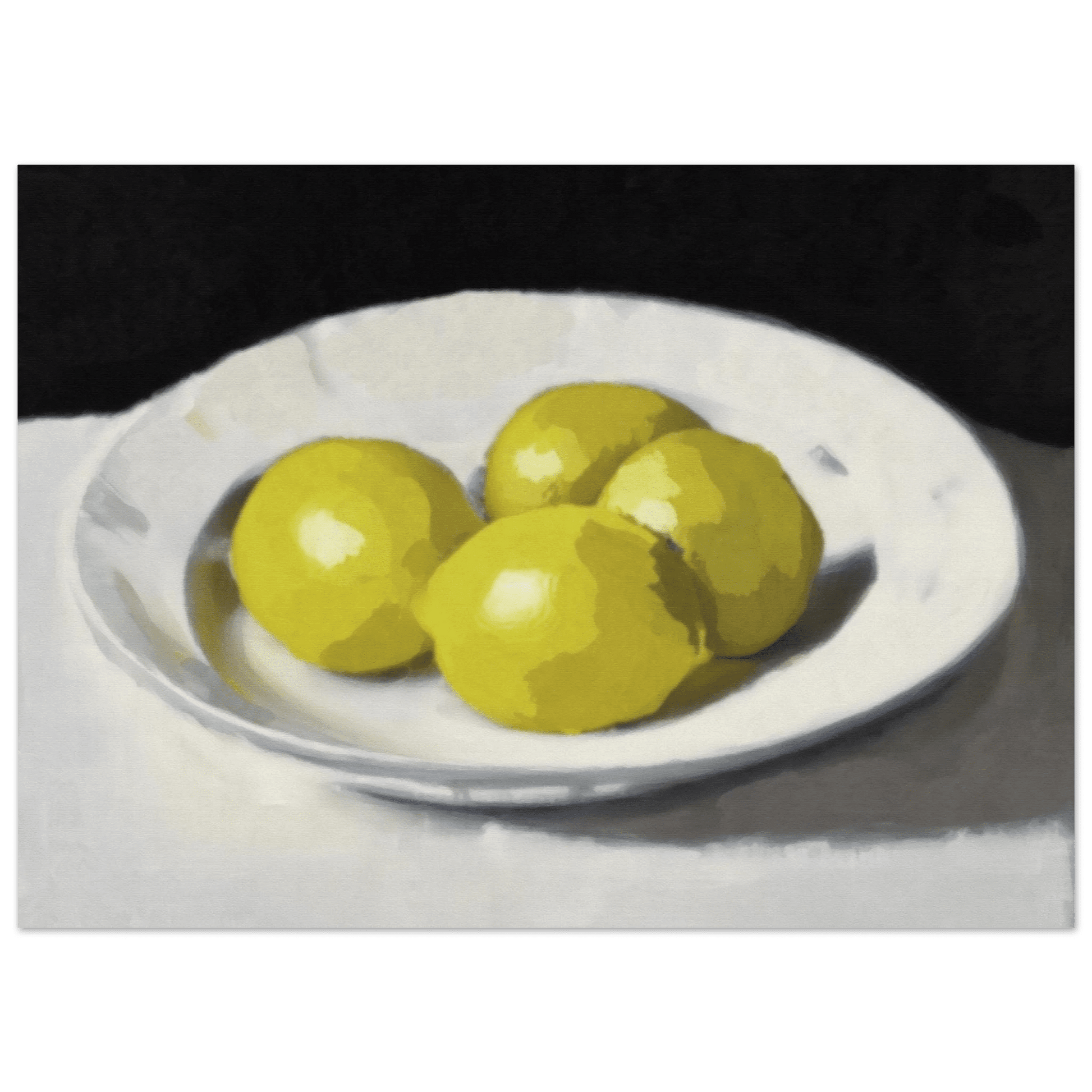 Lemons Print | Three Lemons Oil Painting Wall Art | Kitchen Still Life Poster - Evergreen Posters