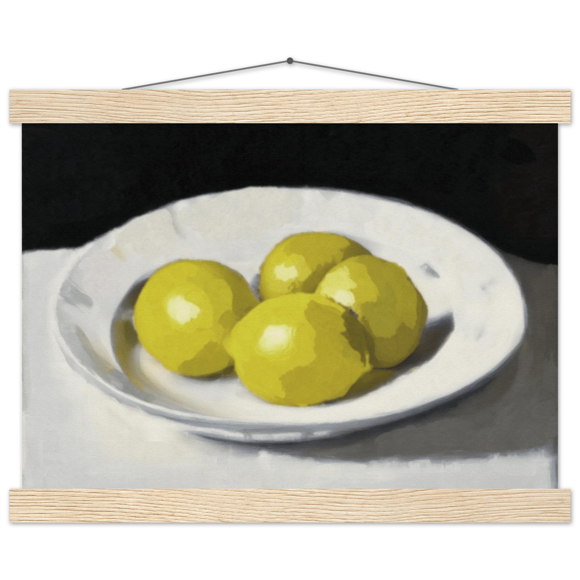 Lemons Print | Three Lemons Oil Painting Wall Art | Kitchen Still Life Poster - Evergreen Posters