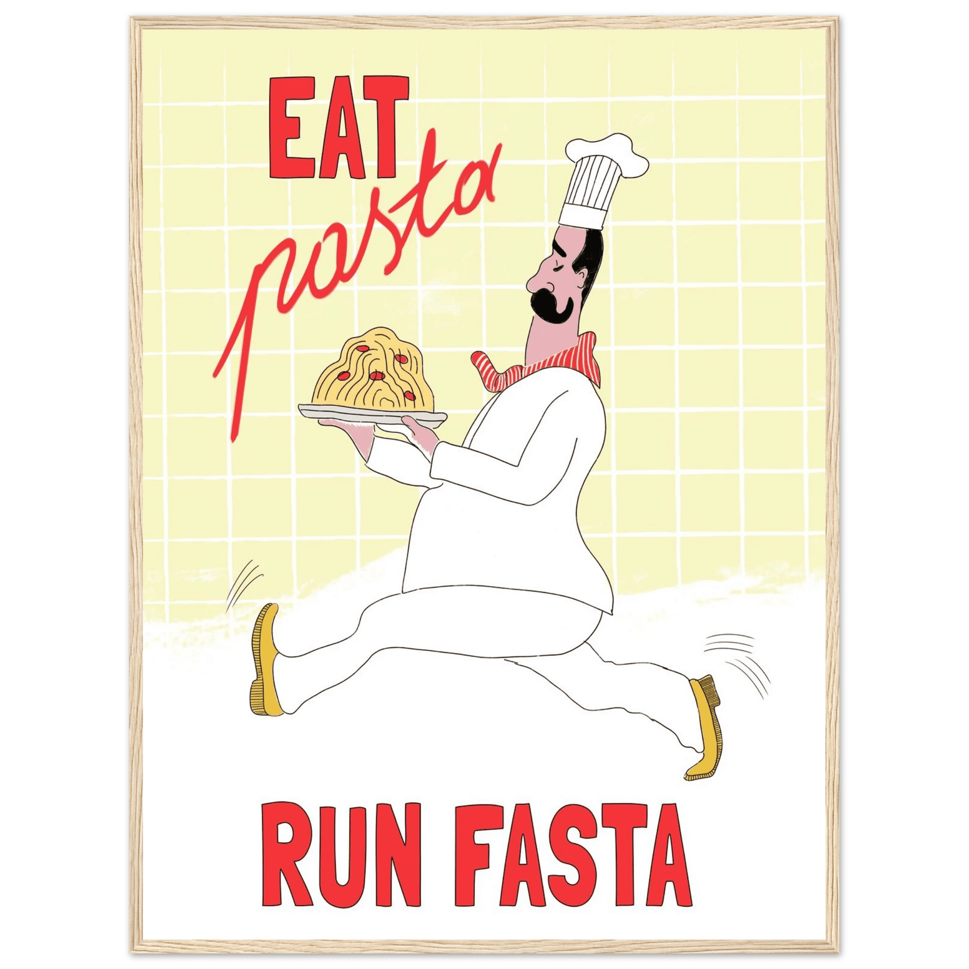 Eat Pasta Run Fasta Poster – Playful Kitchen Wall Art Print (Digital & Printed Options) - Evergreen Posters