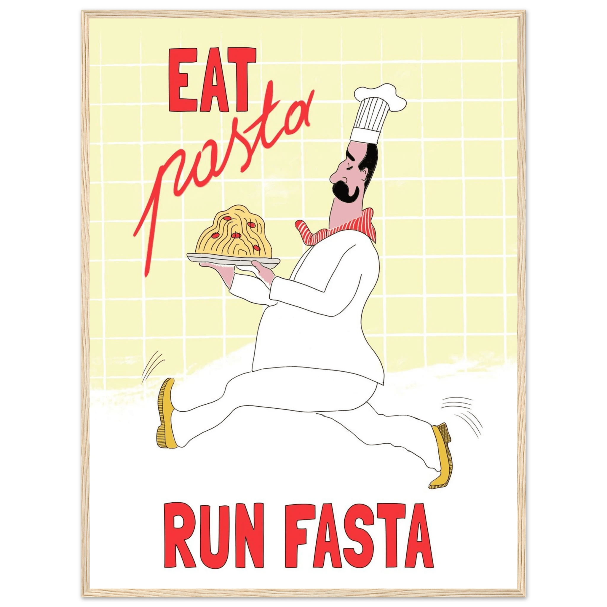 Eat Pasta Run Fasta Poster – Playful Kitchen Wall Art Print (Digital & Printed Options) - Evergreen Posters