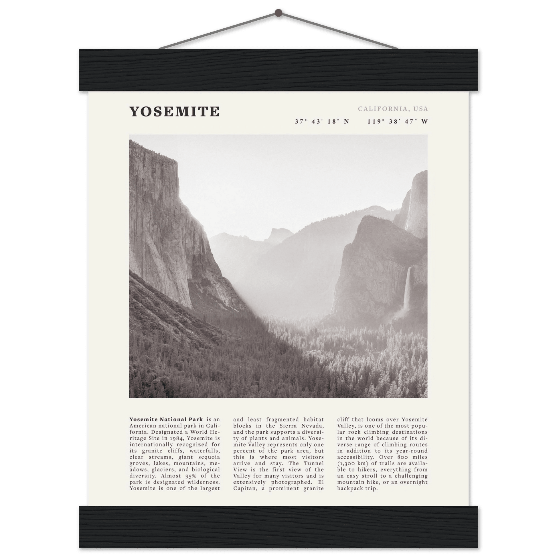 Yosemite Poster | Black & White National Park Wall Art | California Nature Print - Evergreen Posters