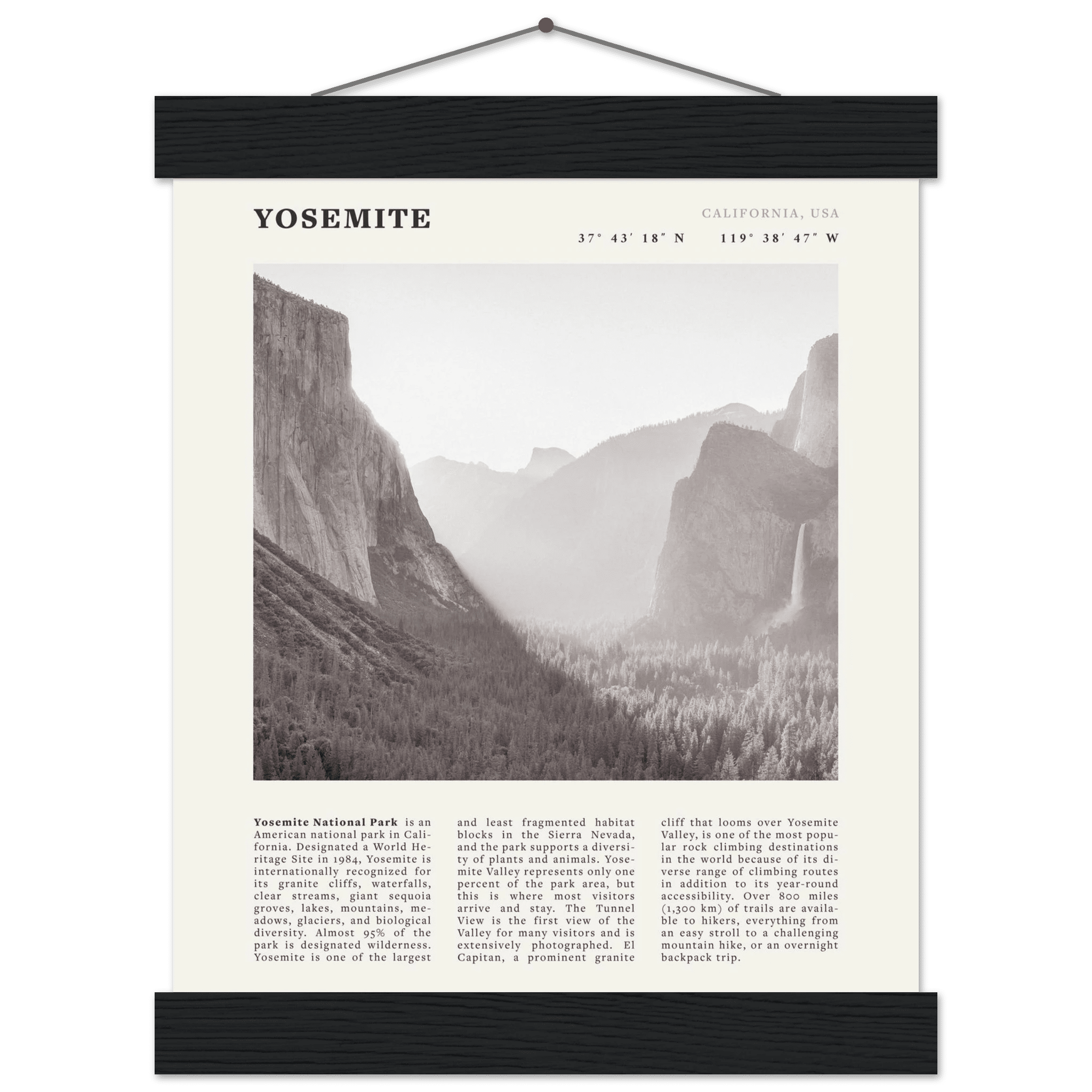 Yosemite Poster | Black & White National Park Wall Art | California Nature Print - Evergreen Posters