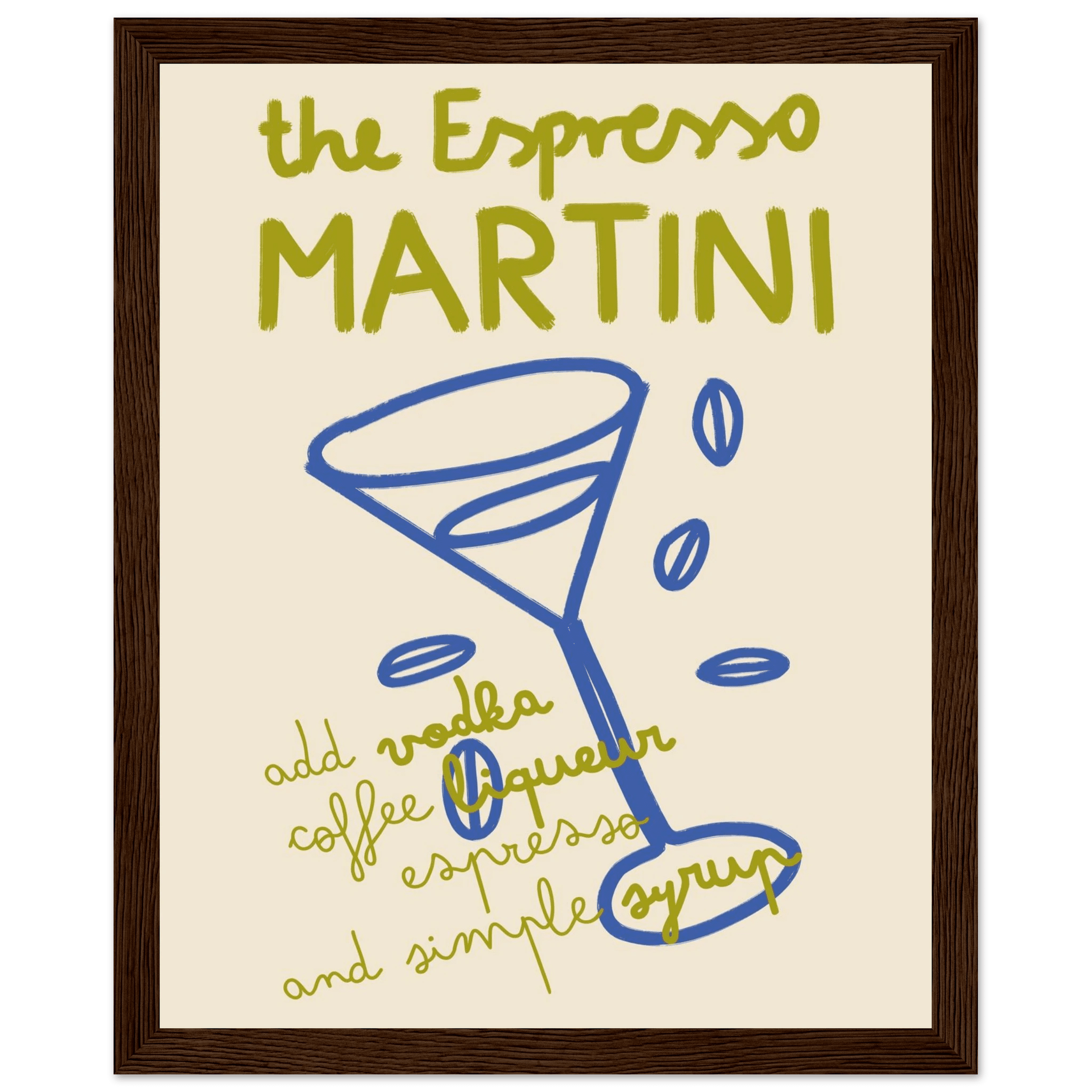 Espresso Martini Print | Cocktail Recipe Wall Art | Kitchen Bar Poster - Evergreen Posters