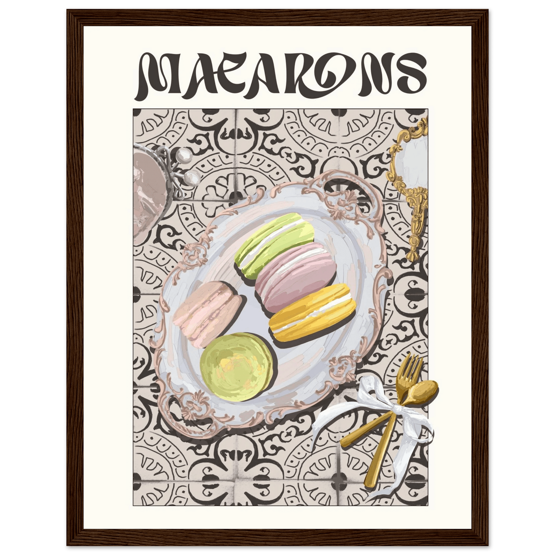 Macarons Poster – Playful French Patisserie Kitchen Wall Art Print (Digital & Printed Options) - Evergreen Posters