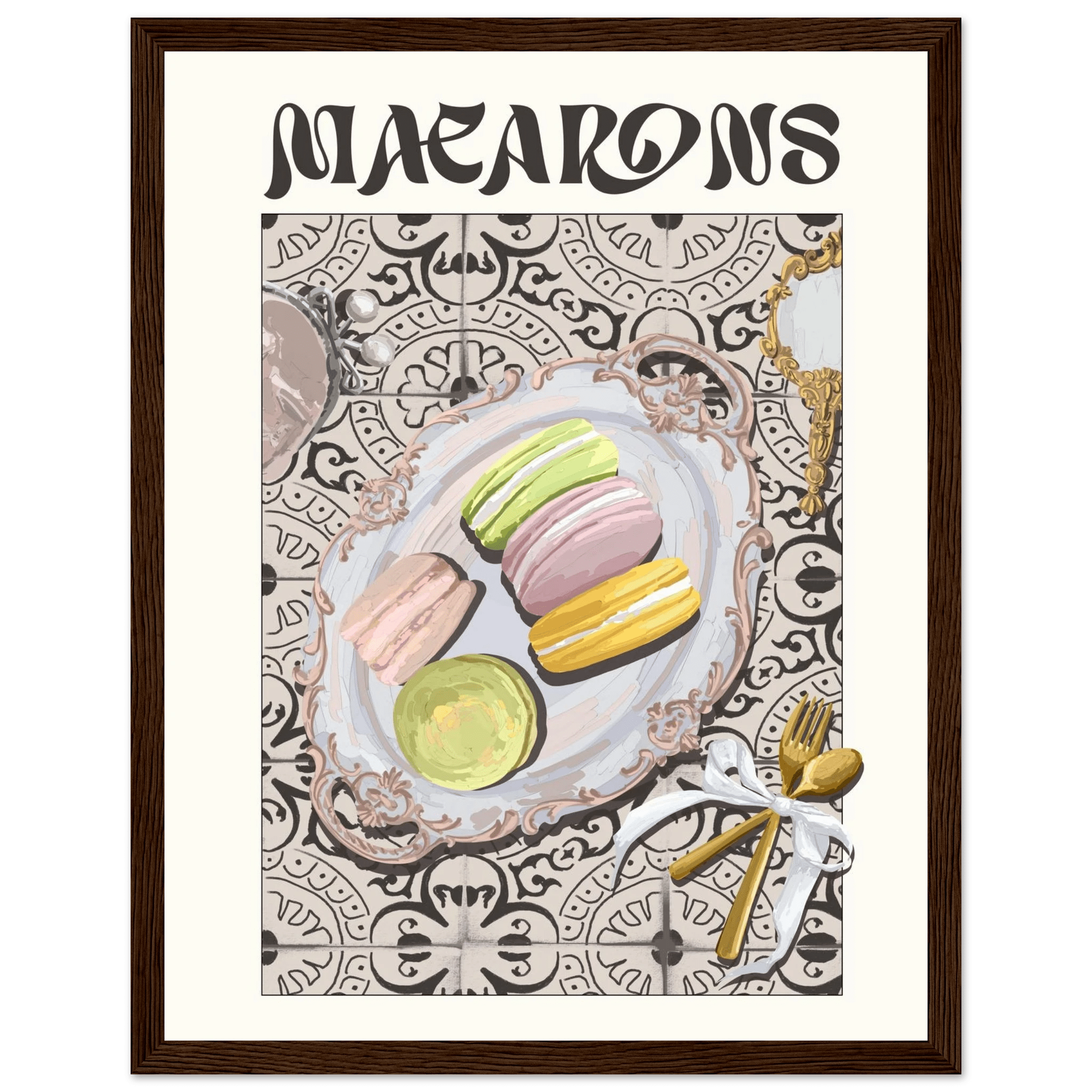 Macarons Poster – Playful French Patisserie Kitchen Wall Art Print (Digital & Printed Options) - Evergreen Posters