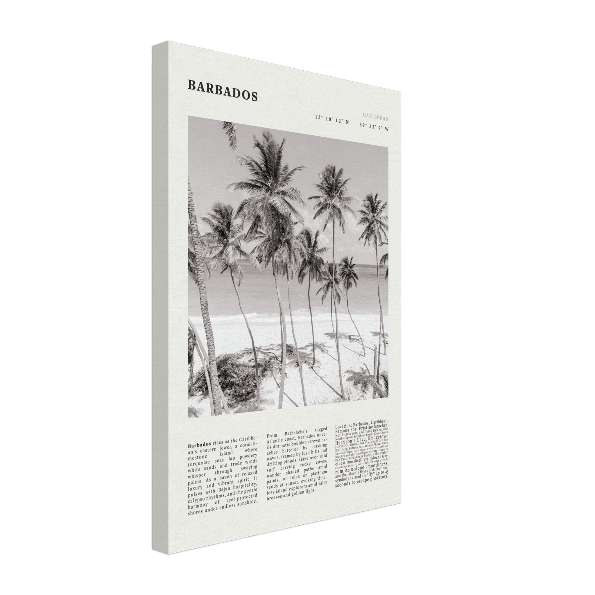 Barbados Poster Black and White – Vintage Caribbean Palm Beach Print (Digital & Printed Options) - Evergreen Posters