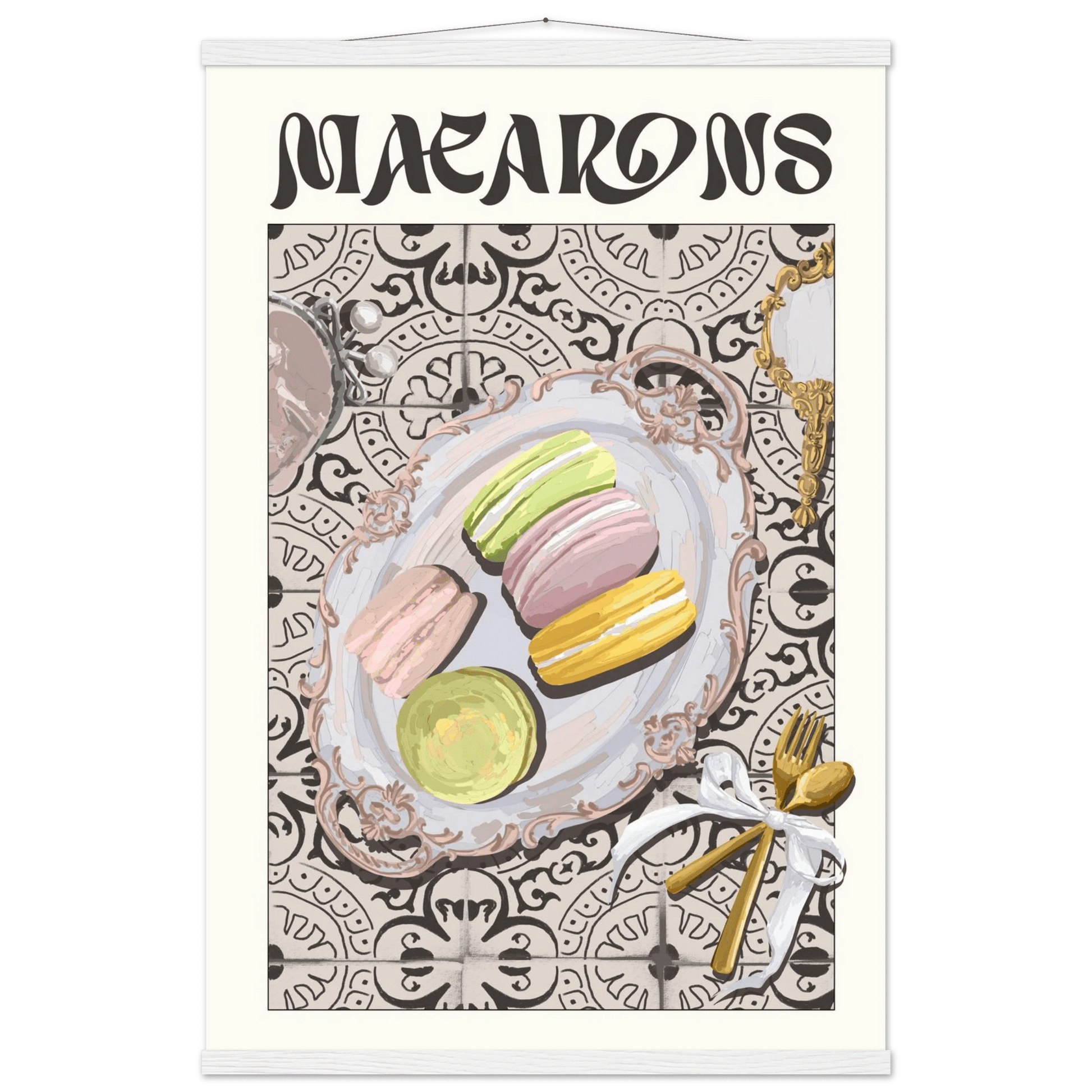 Macarons Poster – Playful French Patisserie Kitchen Wall Art Print (Digital & Printed Options) - Evergreen Posters