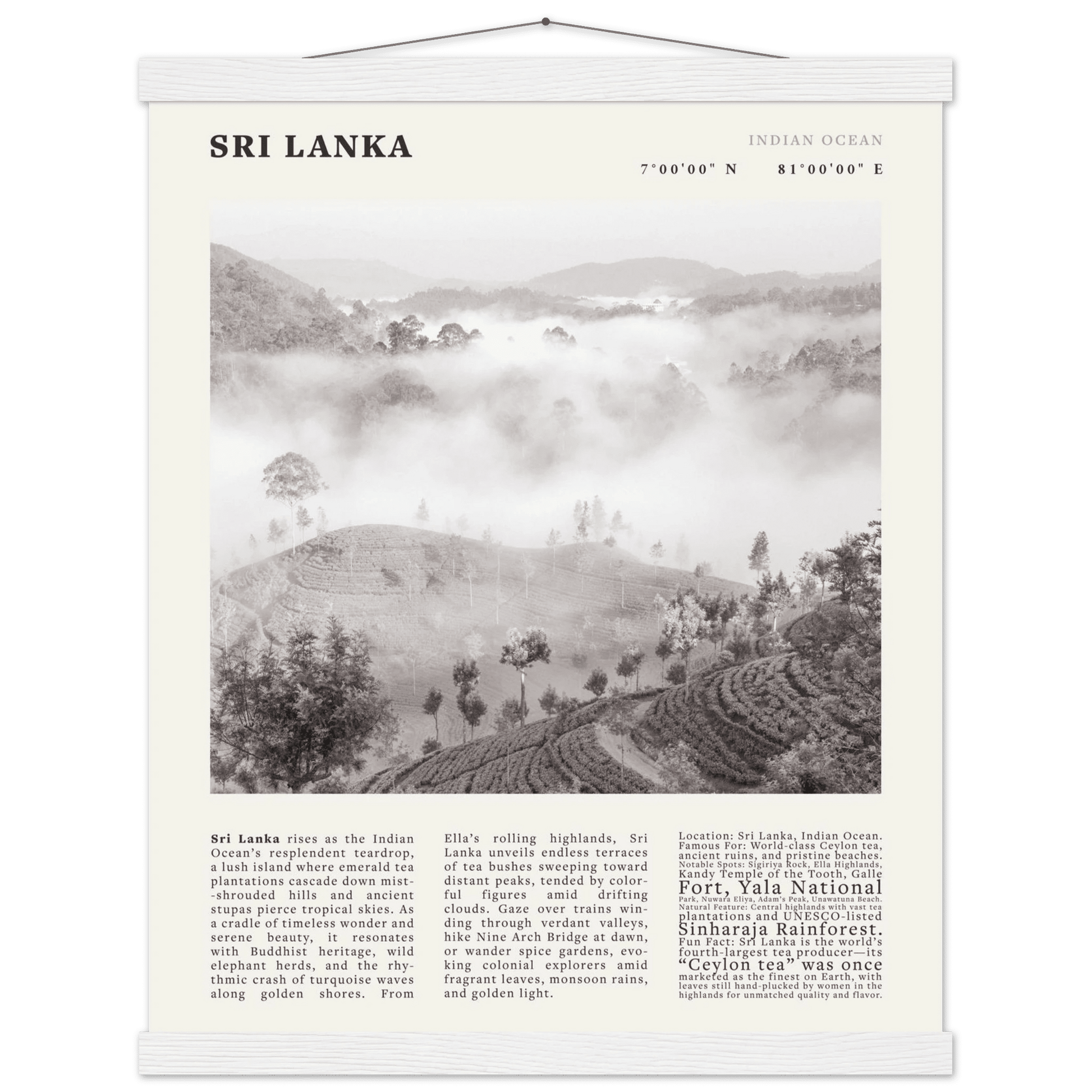 Sri Lanka Poster Black and White – Vintage Ceylon Tea Plantation Print (Digital & Printed Options) - Evergreen Posters
