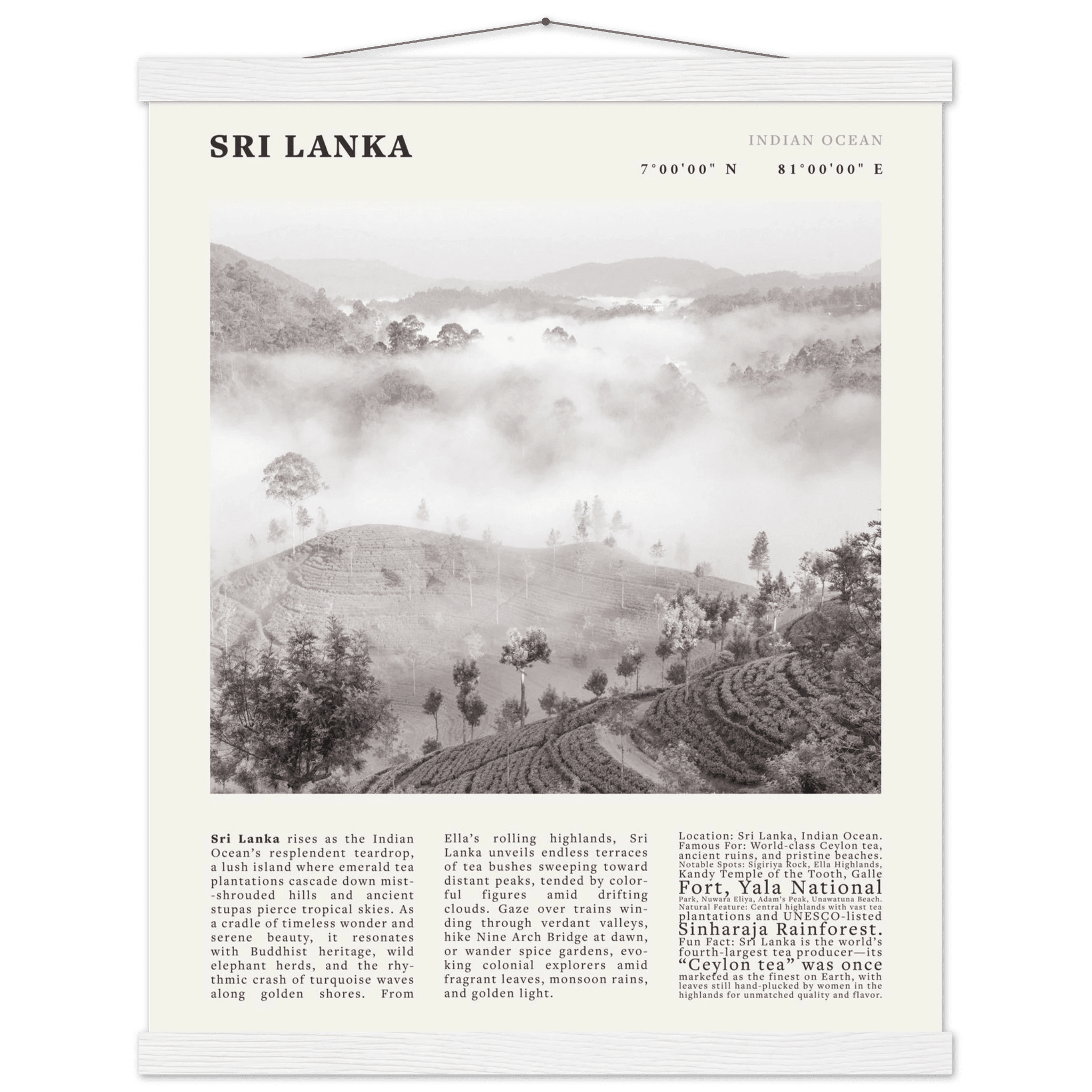Sri Lanka Poster Black and White – Vintage Ceylon Tea Plantation Print (Digital & Printed Options) - Evergreen Posters