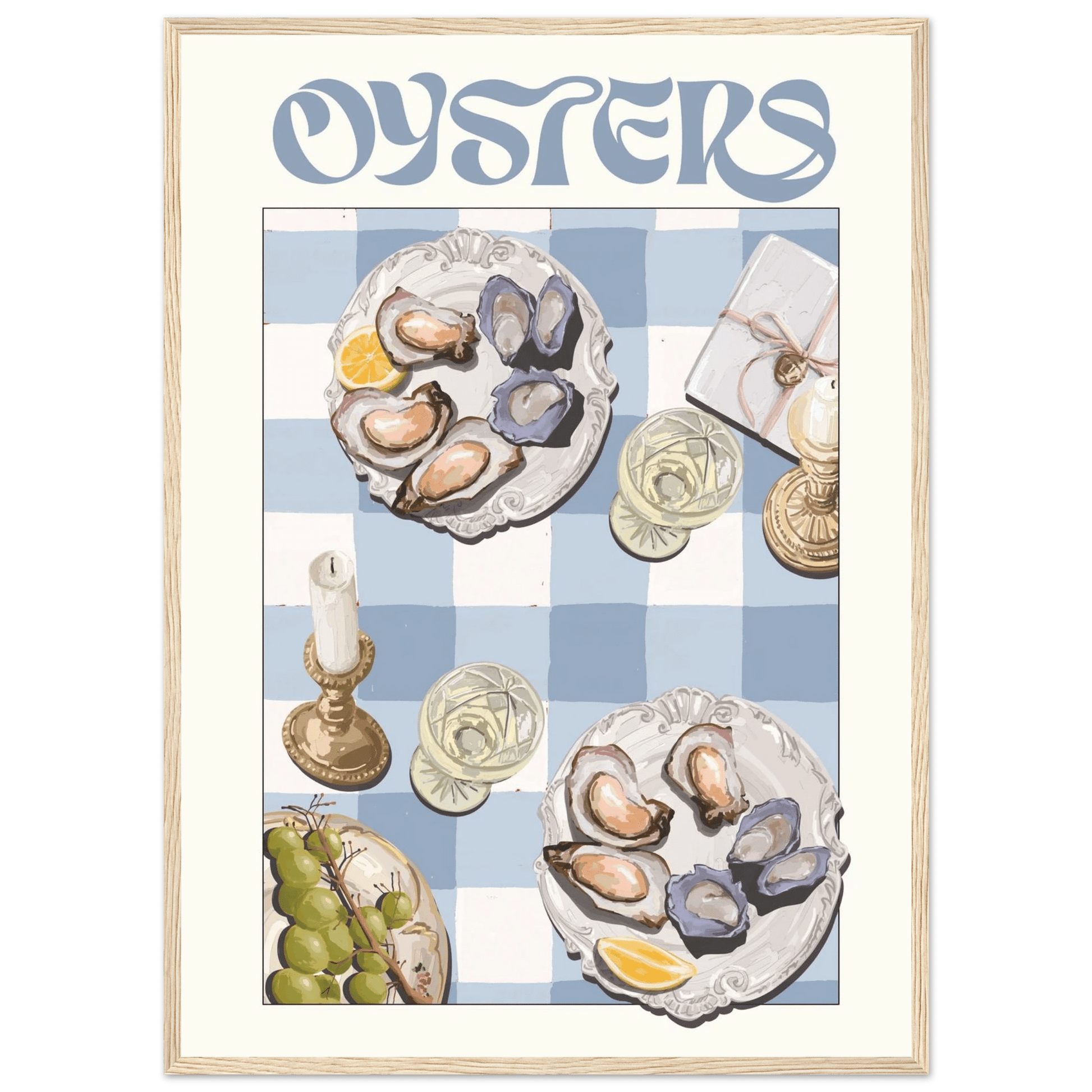 Oysters Poster – Playful Seafood Kitchen Wall Art Print (Digital & Printed Options) - Evergreen Posters