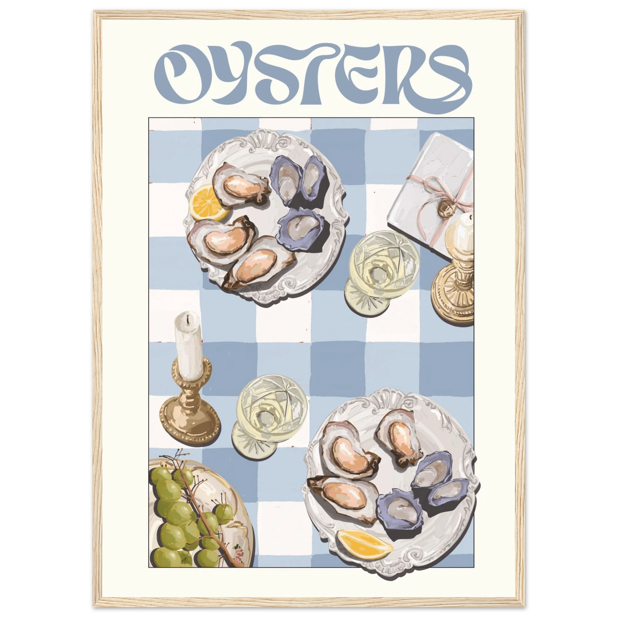 Oysters Poster – Playful Seafood Kitchen Wall Art Print (Digital & Printed Options) - Evergreen Posters
