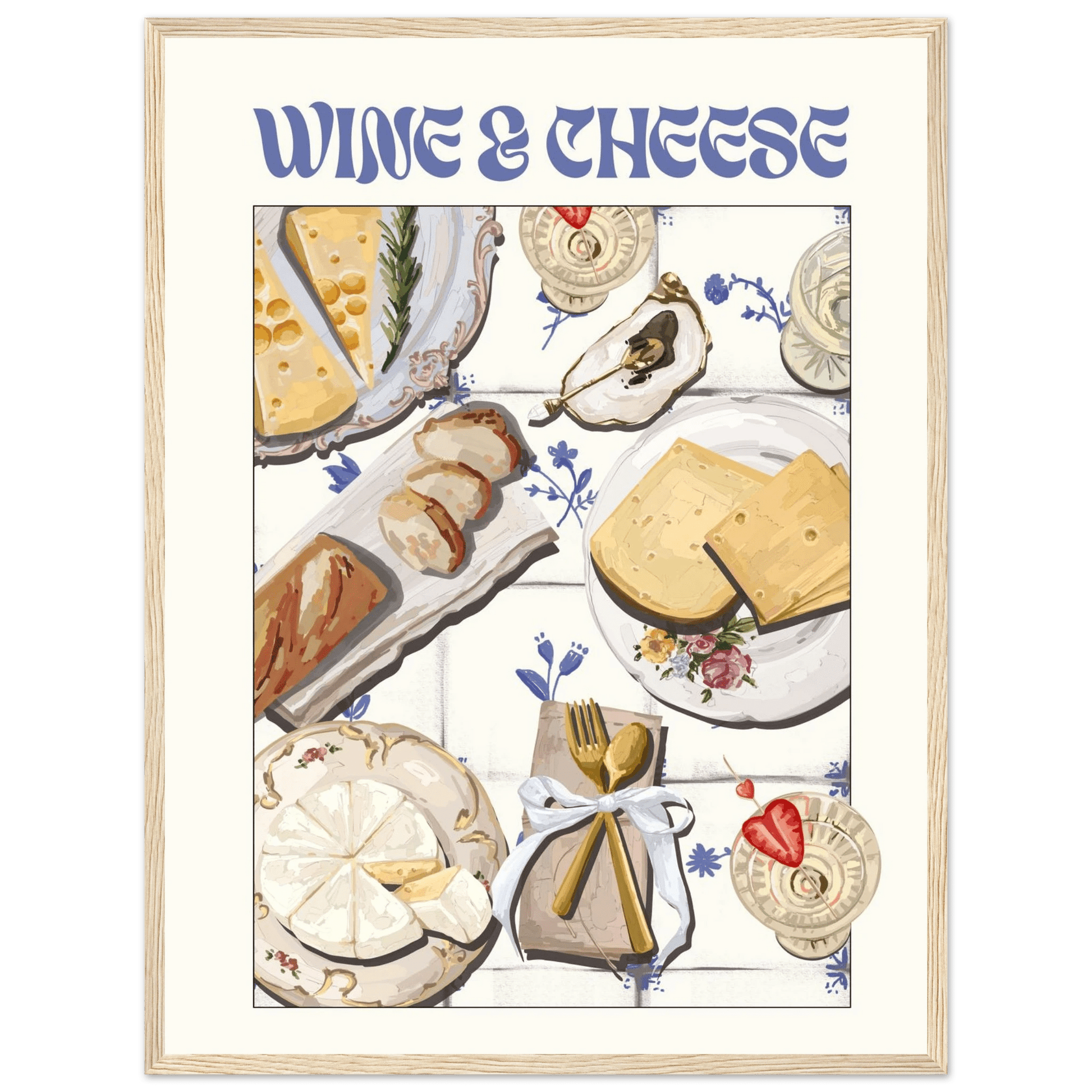 Wine & Cheese Poster – Elegant Kitchen & Dining Wall Art Print (Digital & Printed Options) - Evergreen Posters