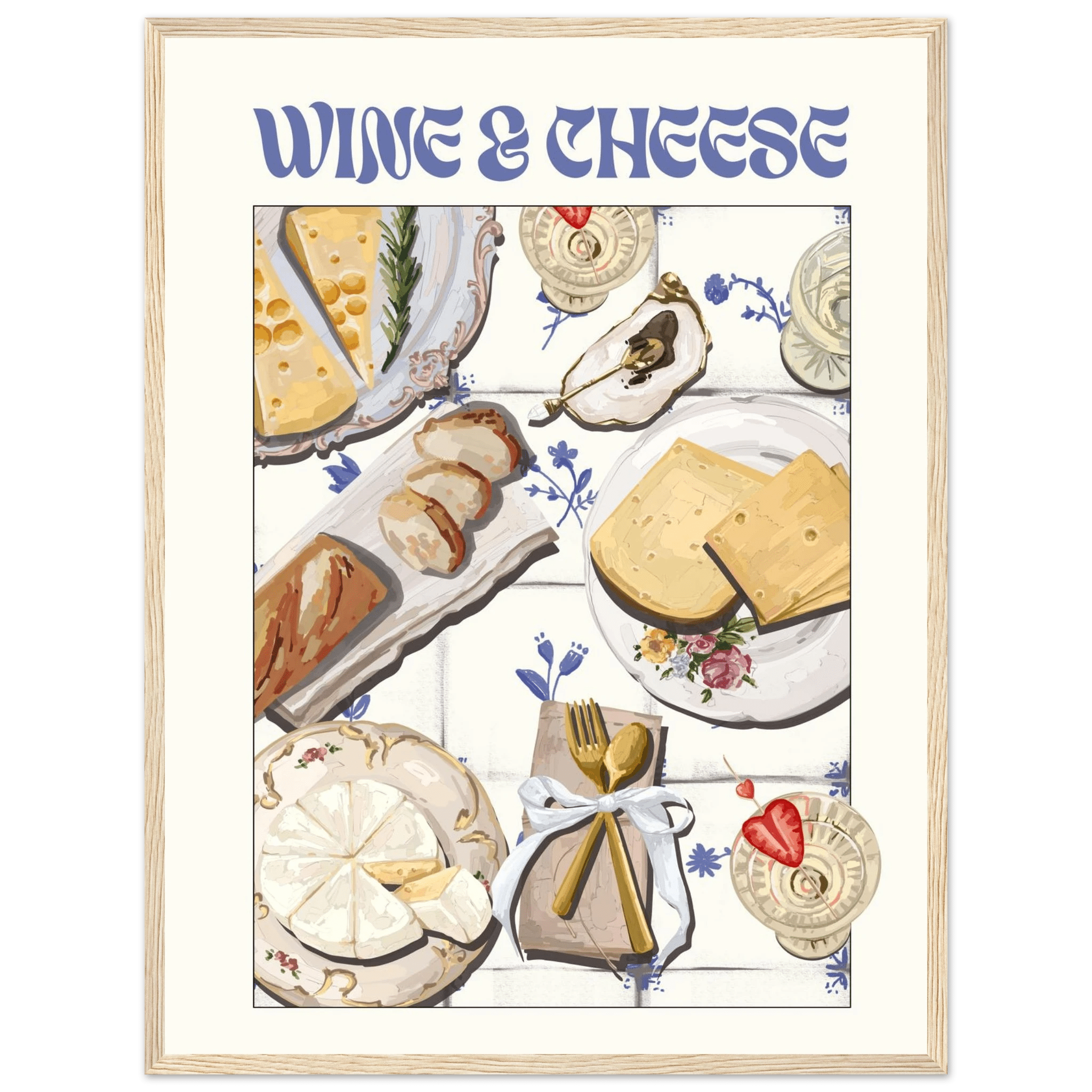 Wine & Cheese Poster – Elegant Kitchen & Dining Wall Art Print (Digital & Printed Options) - Evergreen Posters