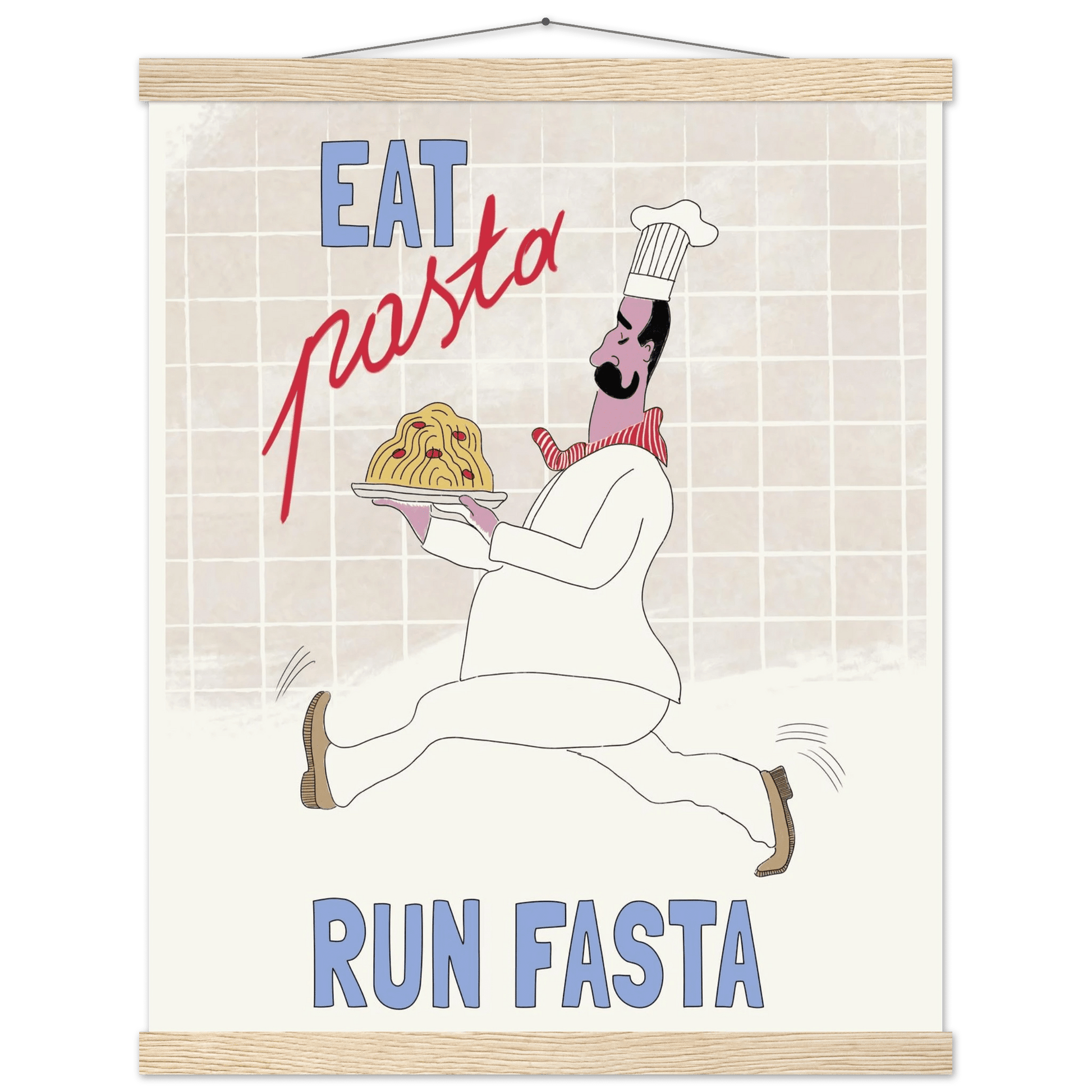 Eat Pasta Run Fasta Poster – Fun Kitchen Wall Art Print (Digital & Printed Options) - Evergreen Posters