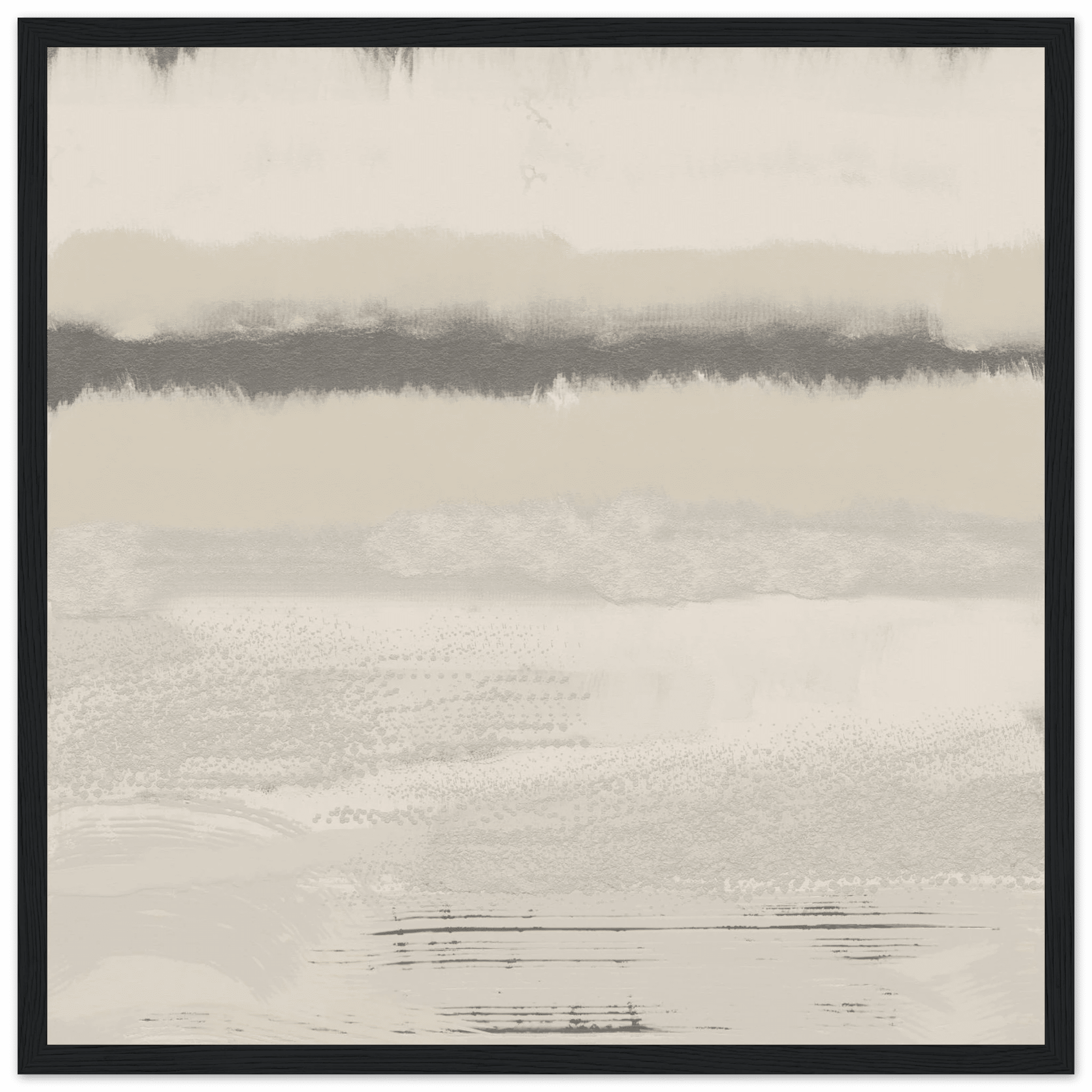 Misty Abstract Poster | Beige & Grey Textured Wall Art | Minimalist Square Print - Evergreen Posters